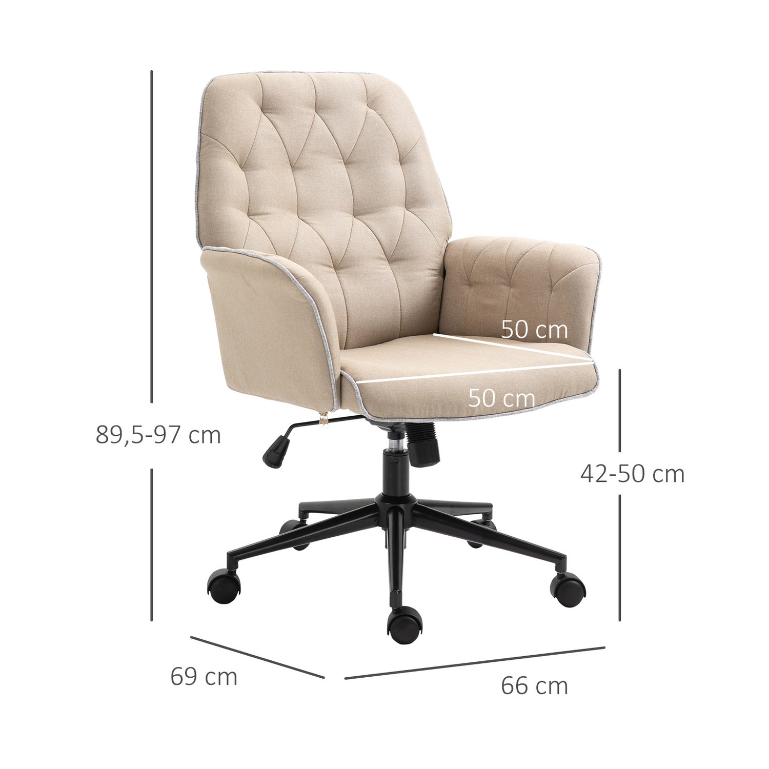 Ergonomisk vridbar kontorsstol, höjdjusterbart skum