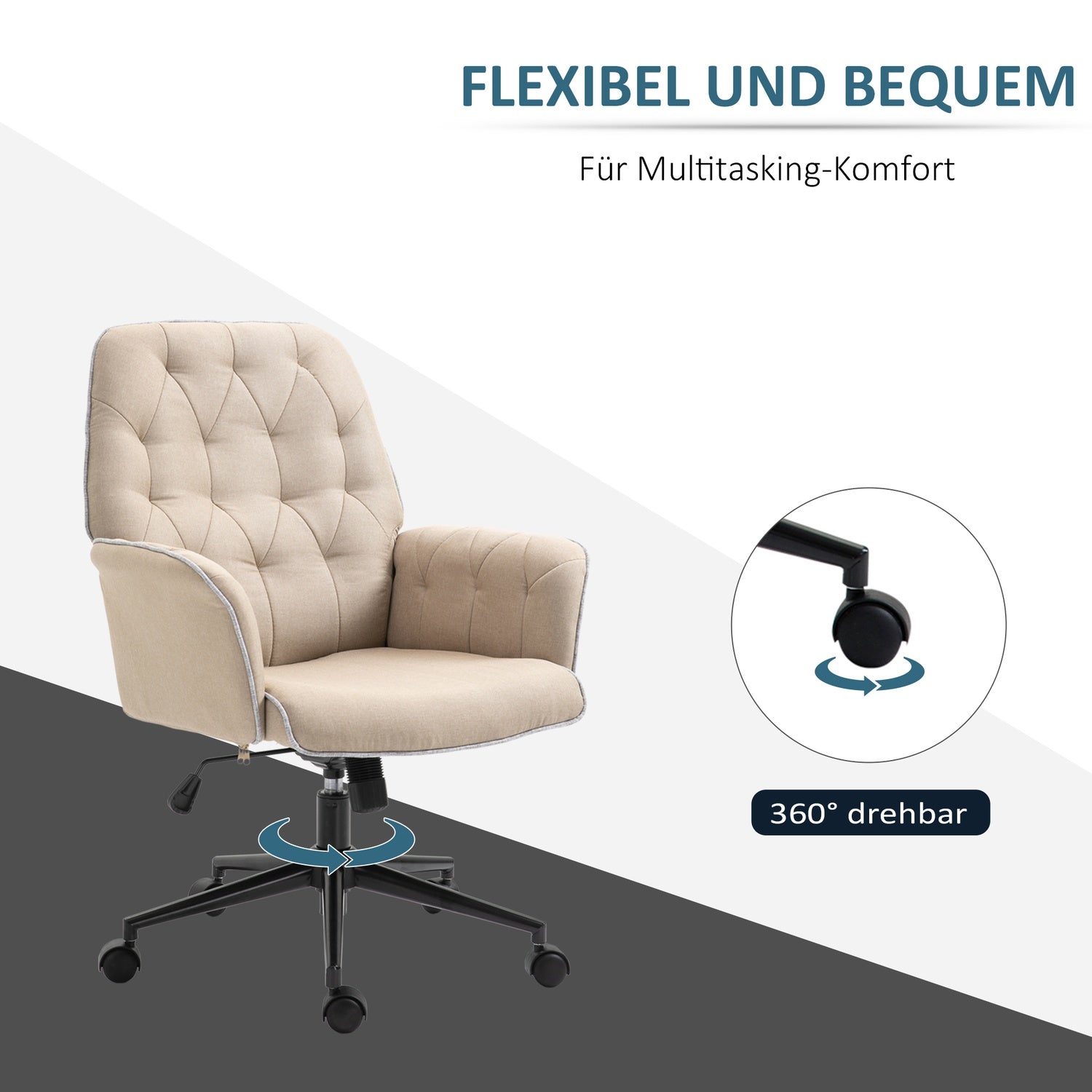 Ergonomisk vridbar kontorsstol, höjdjusterbart skum