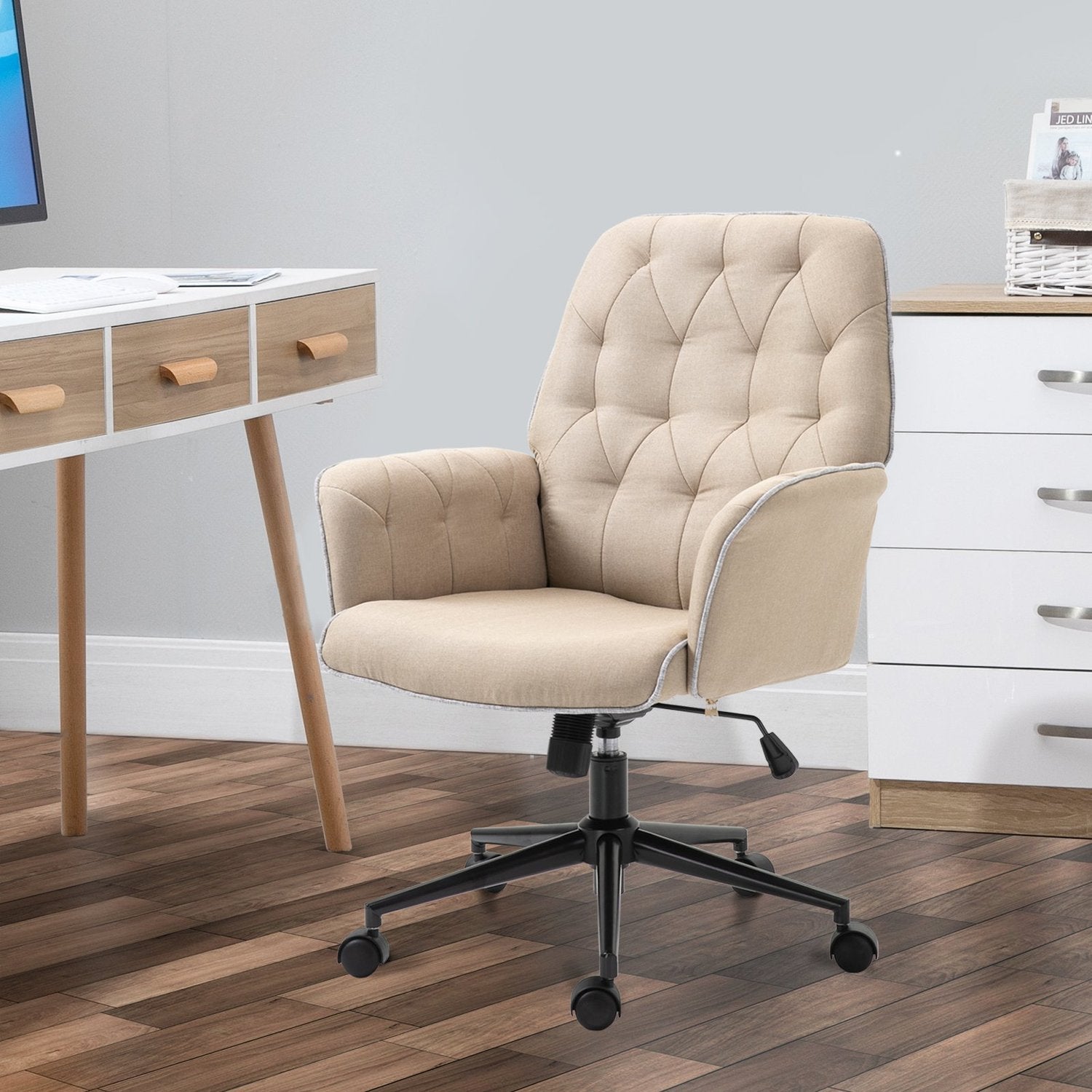 Ergonomisk vridbar kontorsstol, höjdjusterbart skum