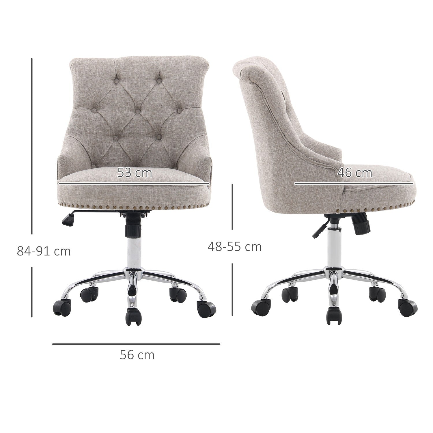 Executive Swivel Chair i ljusgrå linne, justerbar i höjdled