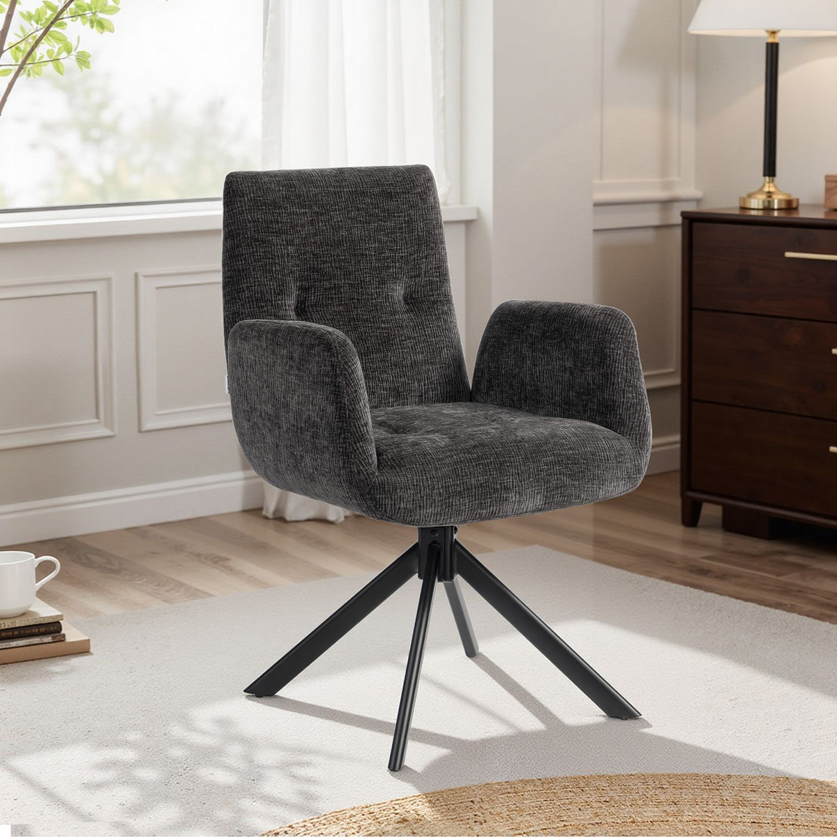 Snurrstol, modern design, svart, 120 kg kapacitet