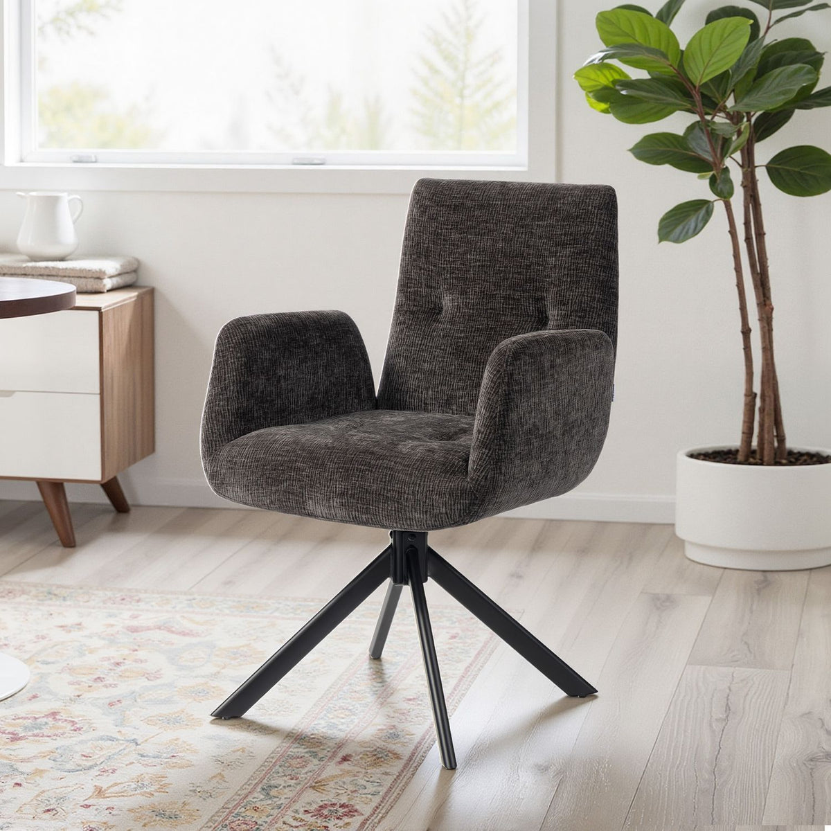 Snurrstol, modern design, svart, 120 kg kapacitet