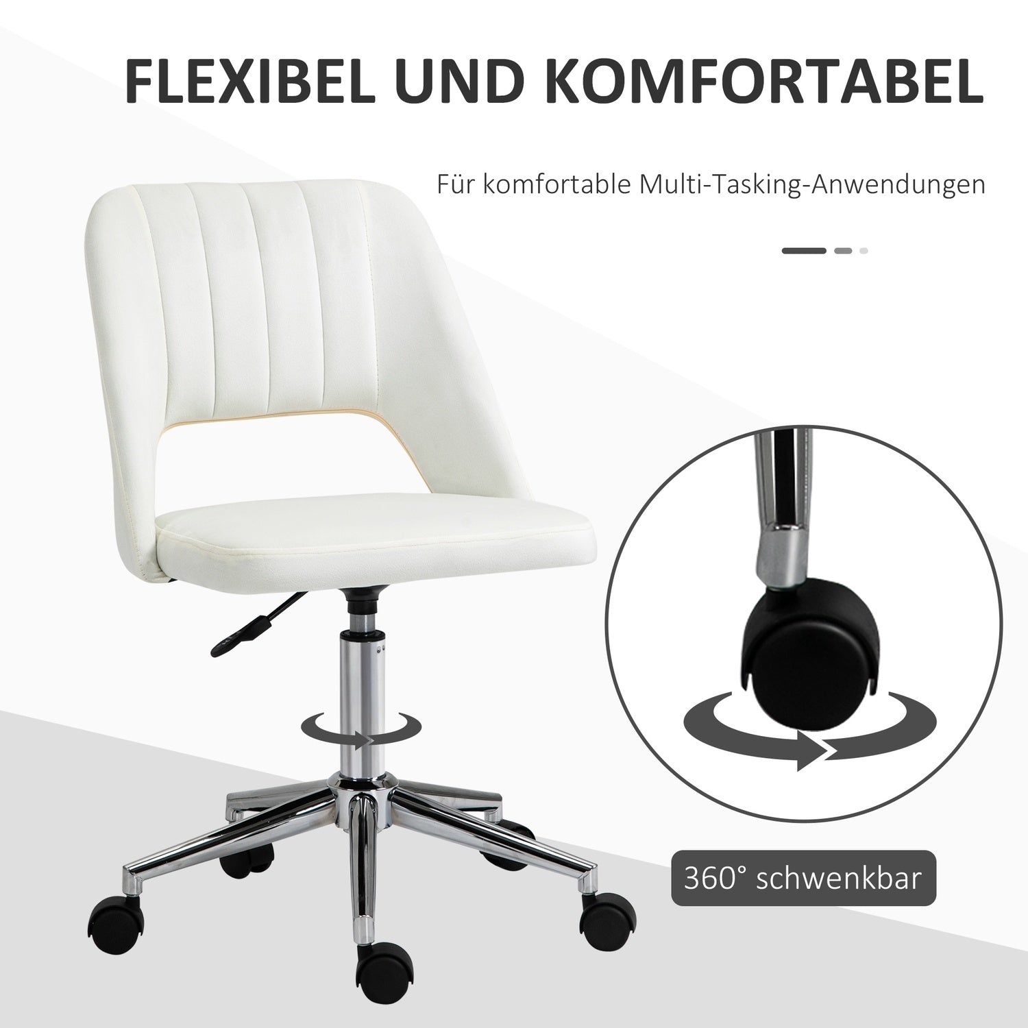 Höjdjusterbar beige snurrstol för kontor & vardagsrum