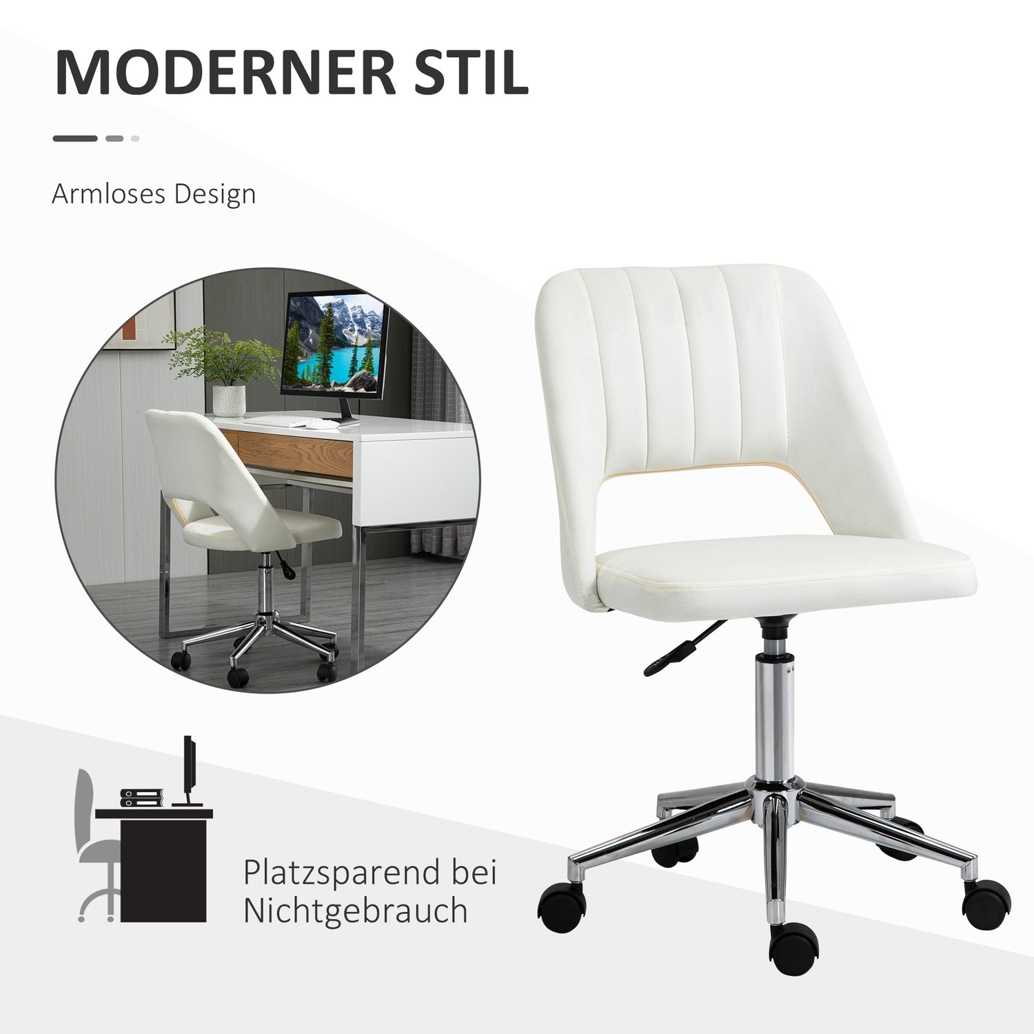 Höjdjusterbar beige snurrstol för kontor & vardagsrum