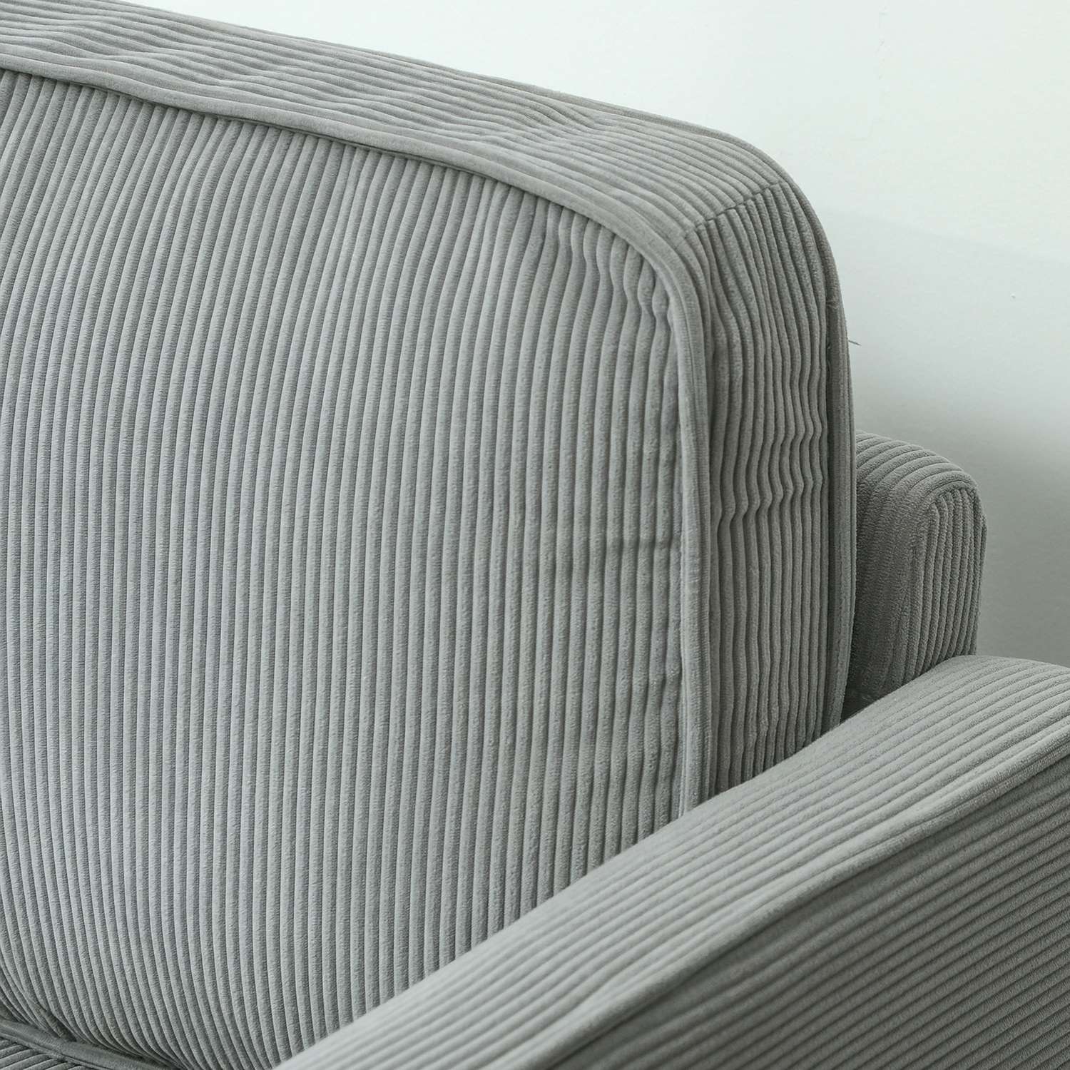 Liten 2-sits soffa med förvaring, manchesterlook, ljusgrå