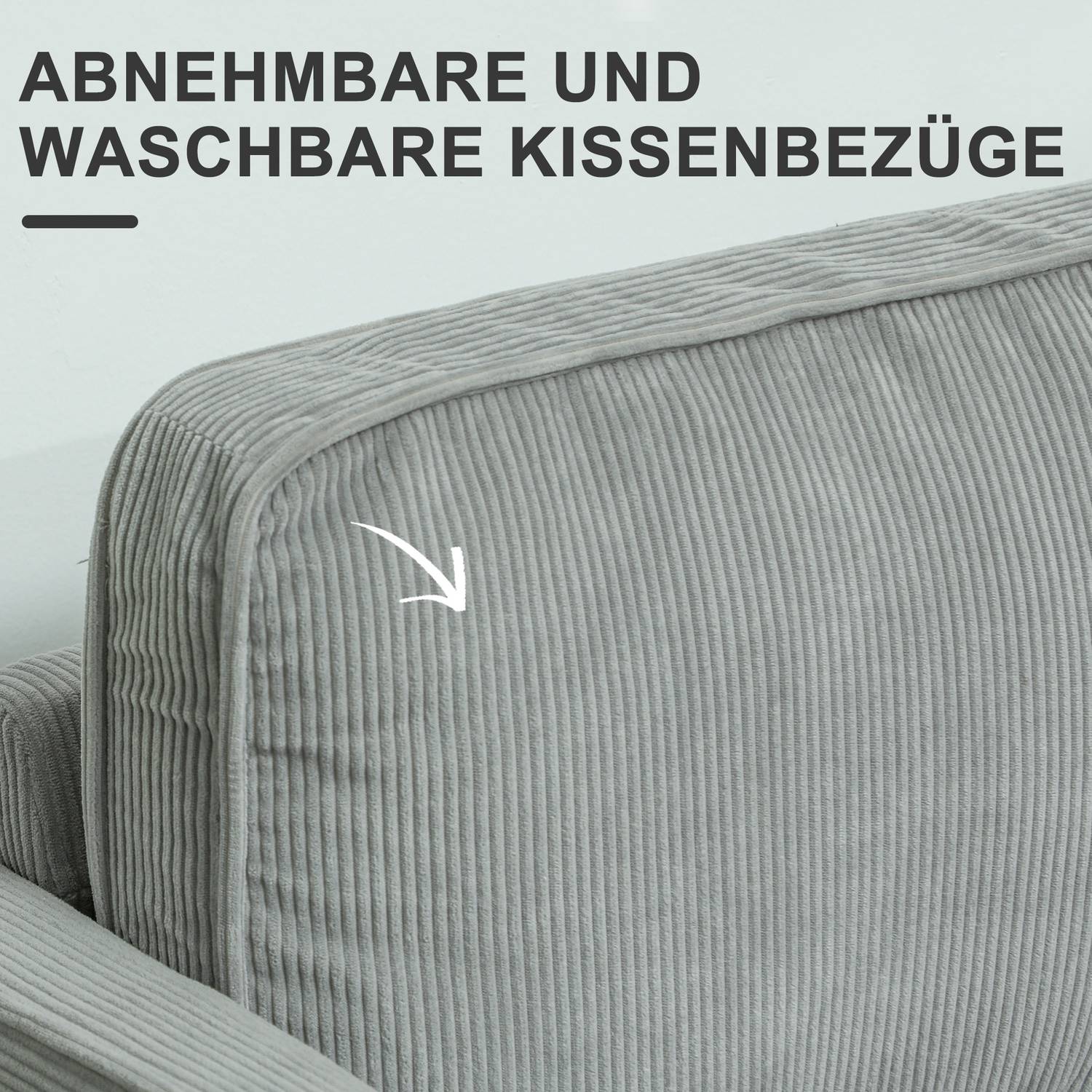 Liten 2-sits soffa med förvaring, manchesterlook, ljusgrå