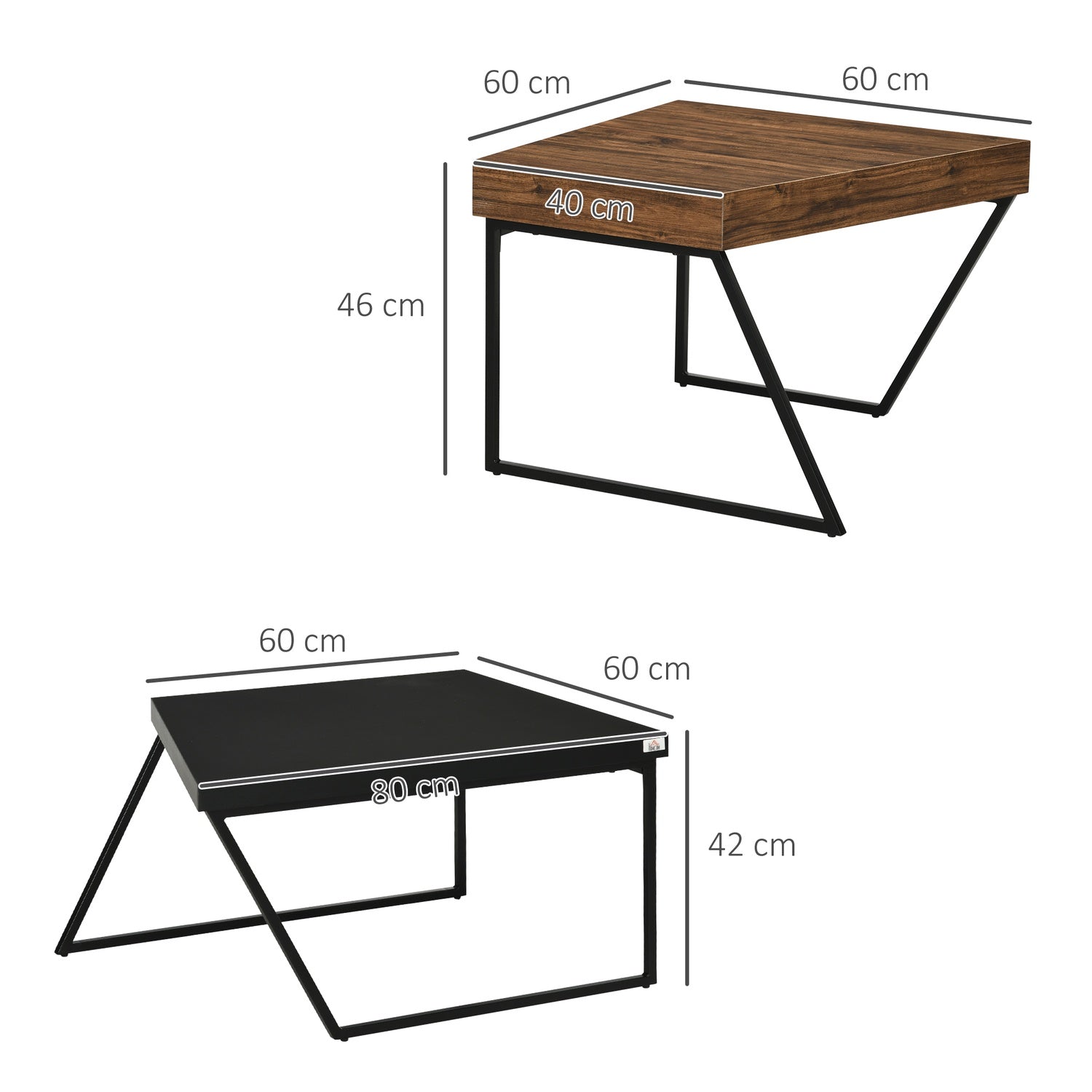 Sidobord i industriellt stål – geometrisk design, svart