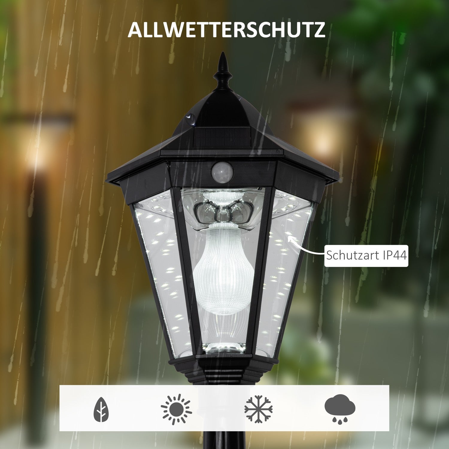 Solar Garden Path Light, 19 LED, 130 Lumen, Svart
