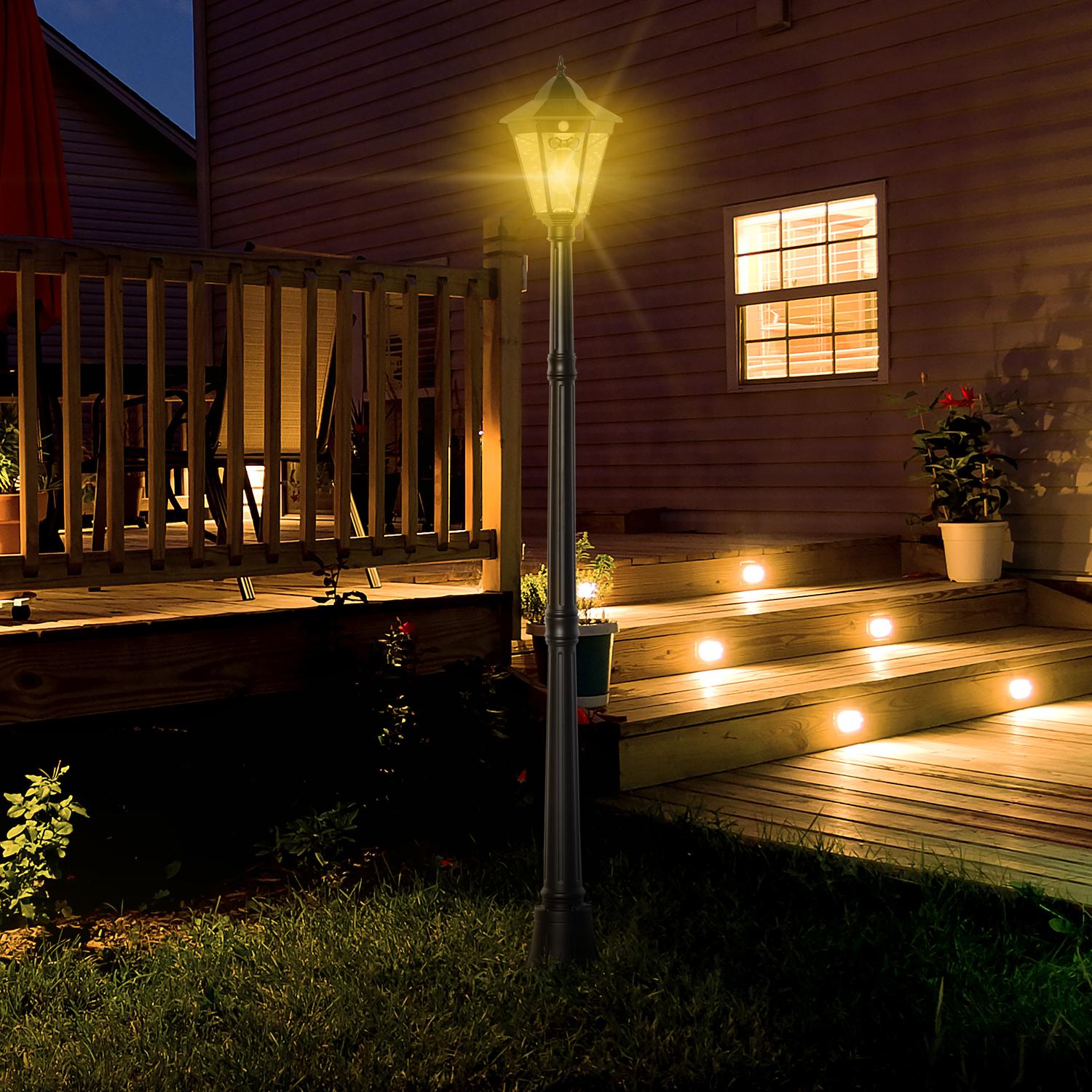Solar Garden Path Light, 19 LED, 130 Lumen, Svart