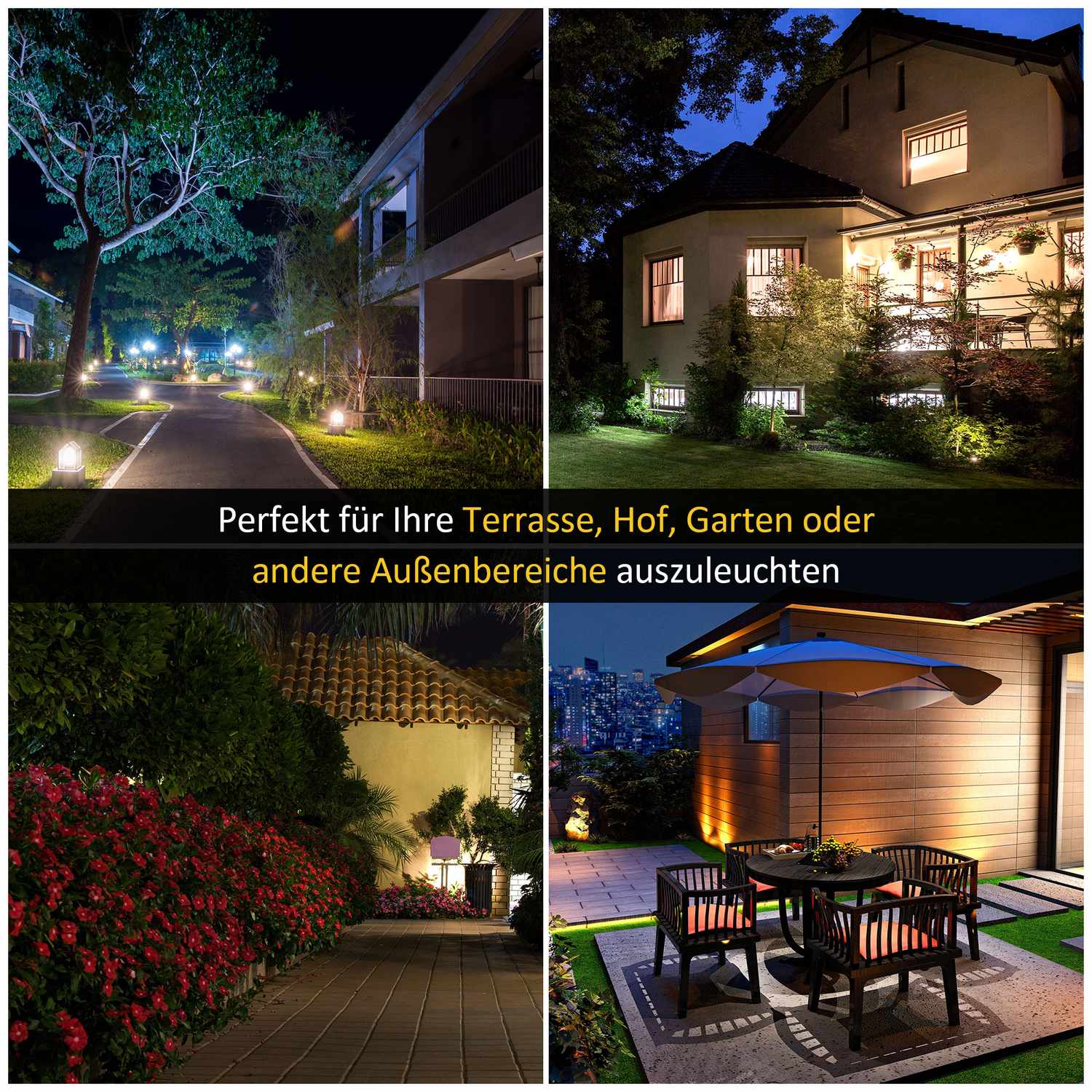 Solar Garden Path Light, 19 LED, 130 Lumen, Svart
