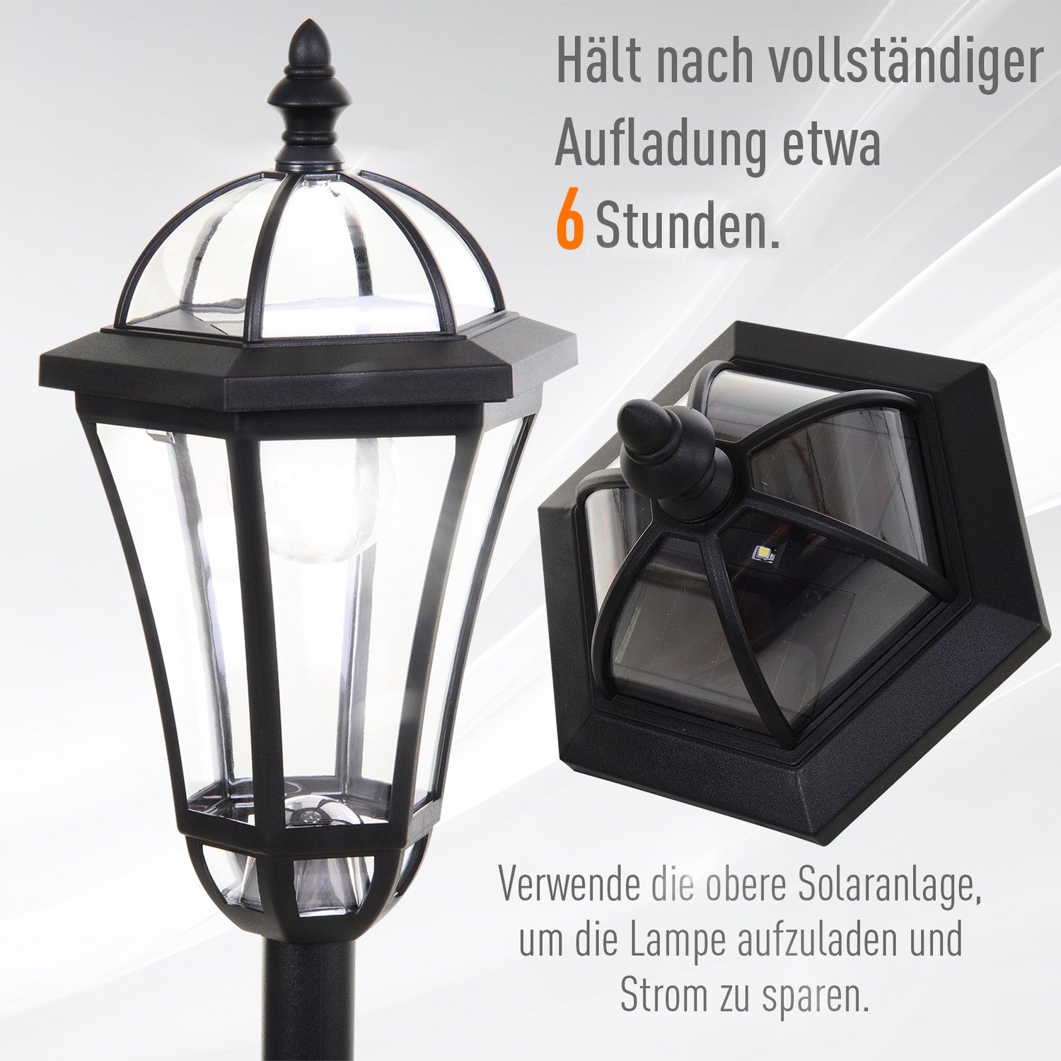 Solar LED Street Light, IP44 Vattentät, Energisnål, Svart