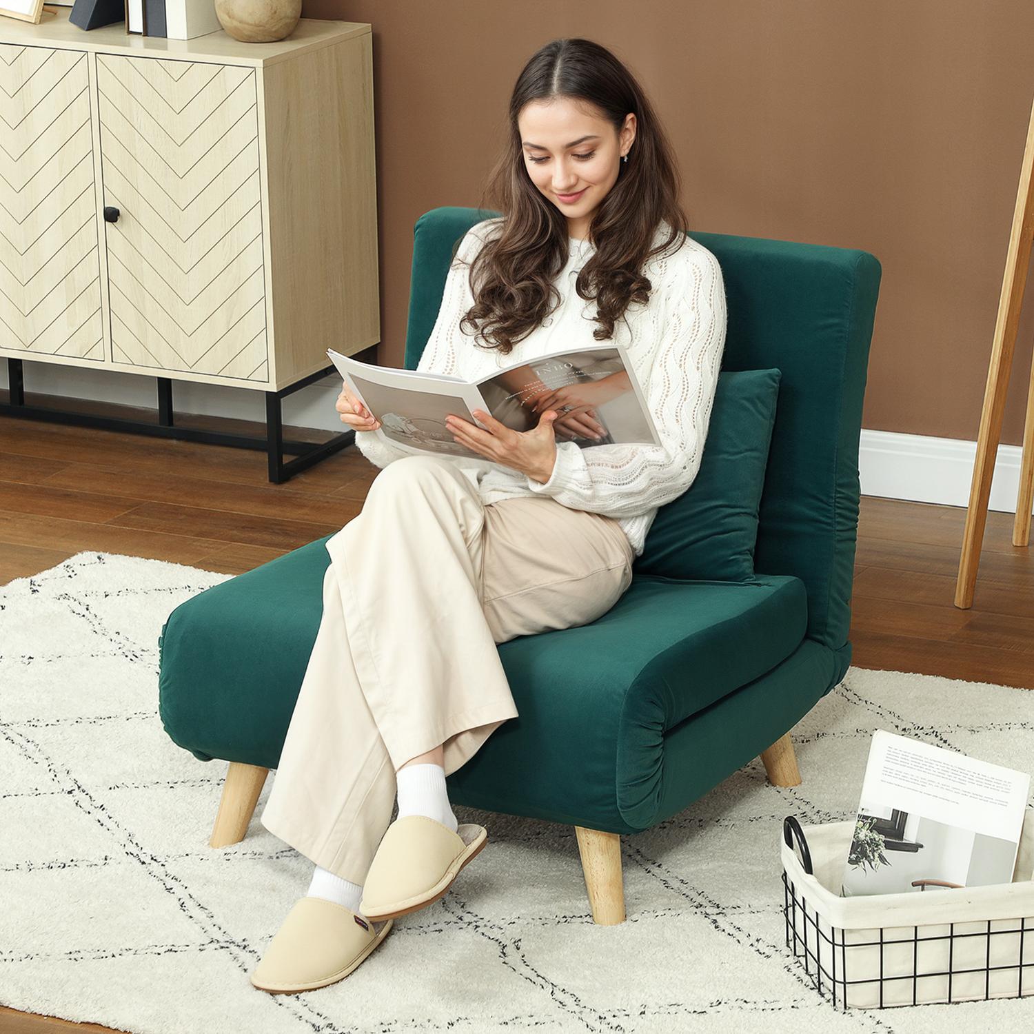 Fällbar Velvet Look Relax-stol med justerbart ryggstöd