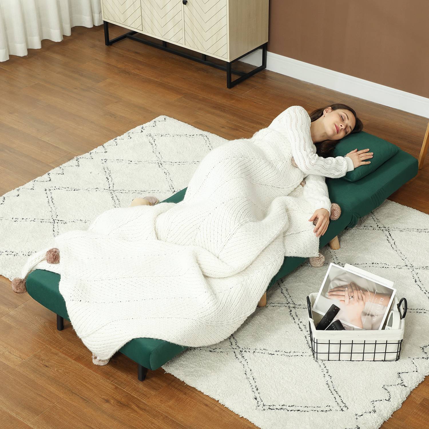 Fällbar Velvet Look Relax-stol med justerbart ryggstöd