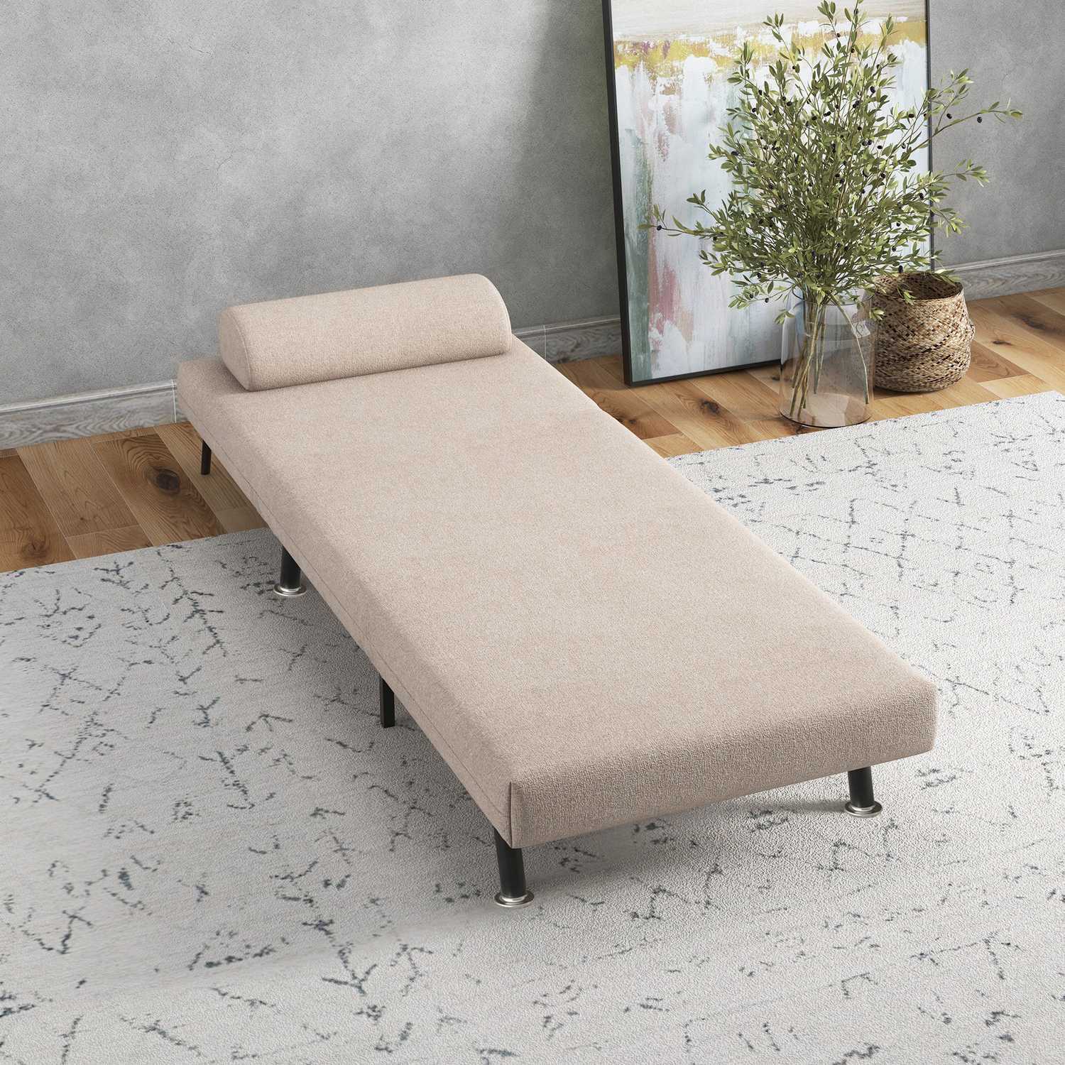 Fällbar sovstol, justerbart linne, beige, 150 kg kapacitet