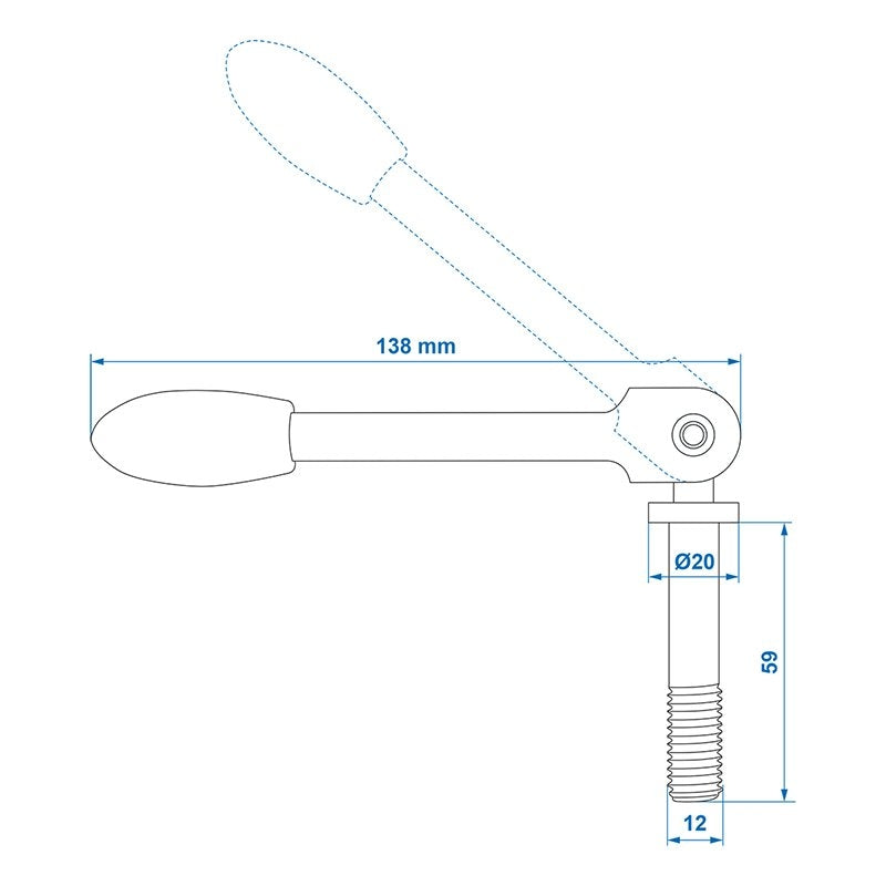 Spindel tiltbar för jockeyhjulsklämma 48mm 341533 - 341536