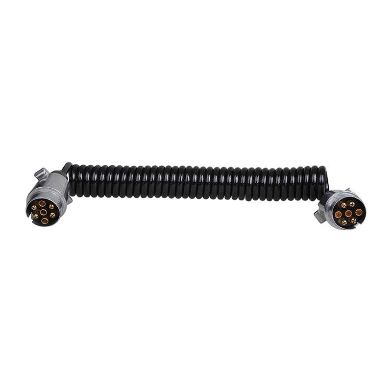 Spiralkabel 4,5M med 2x 7-polig kontakt metall i blister