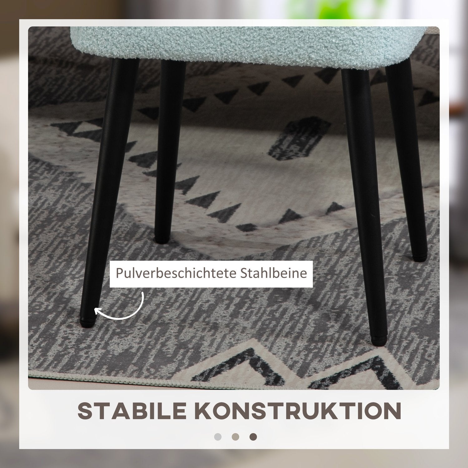 Square Cashmere Look Fotpall med stålben, ljusblå