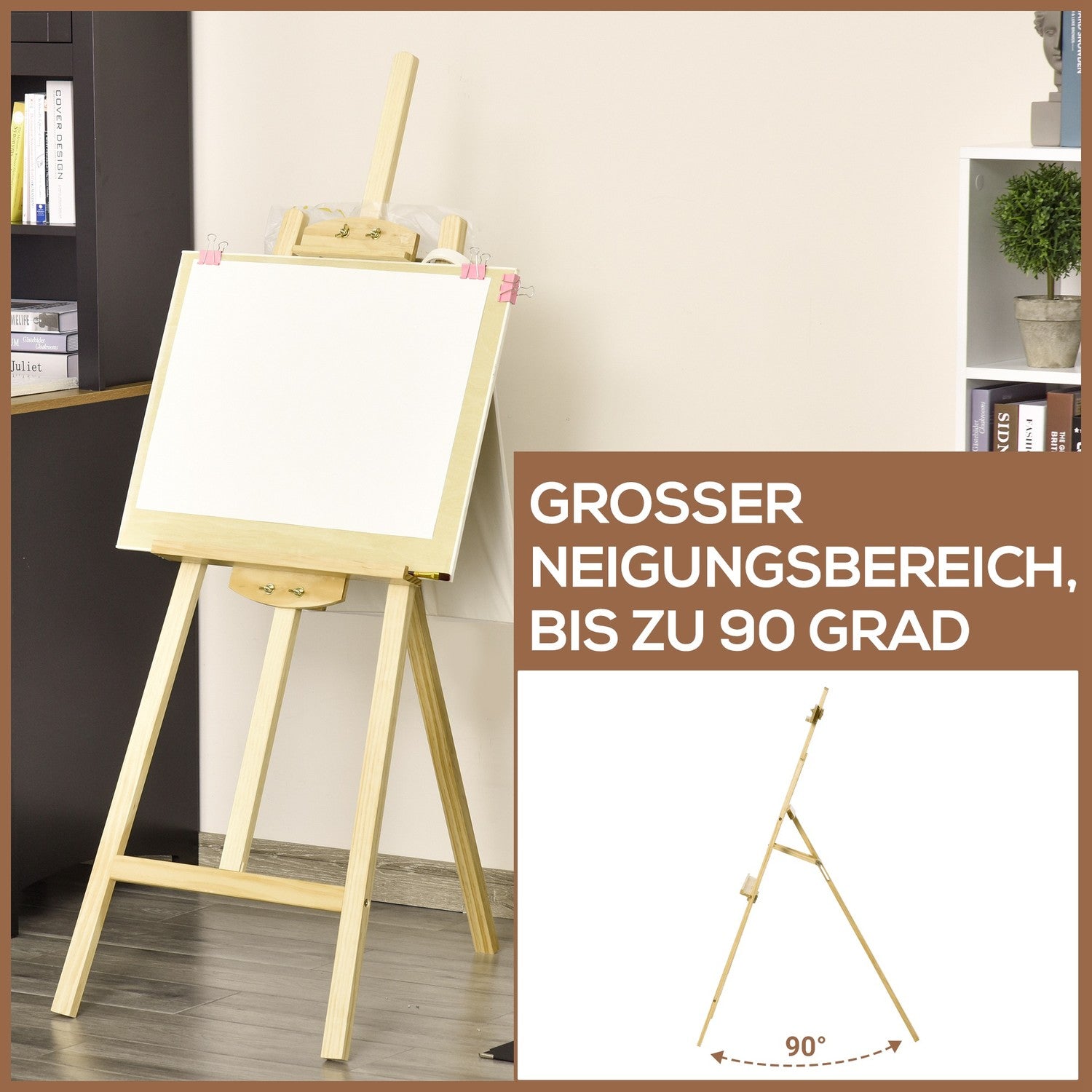 Justerbart staffli i furu – naturlig finish, 51,5x71,5x134,5 cm