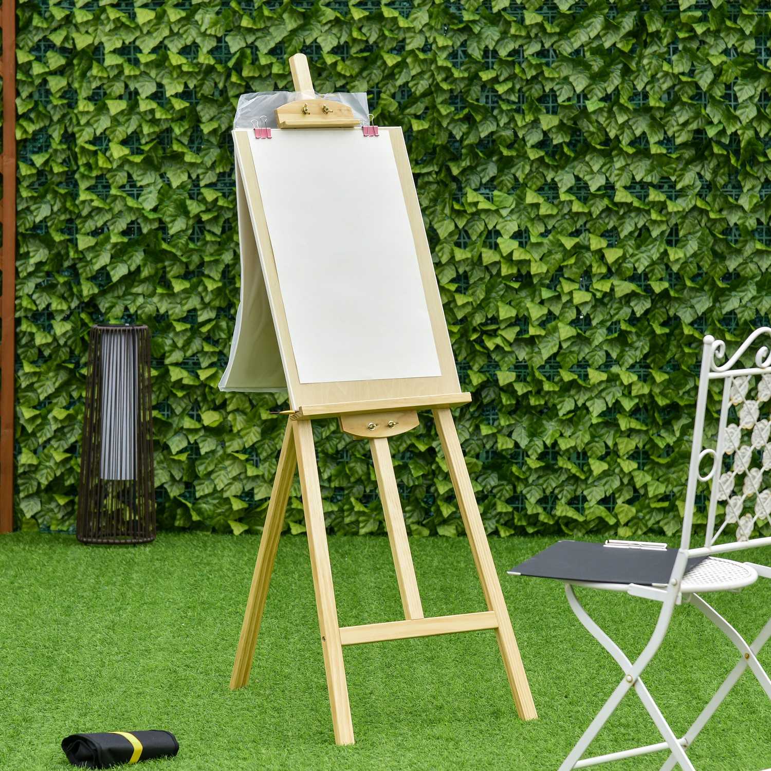 Justerbart staffli i furu – naturlig finish, 51,5x71,5x134,5 cm