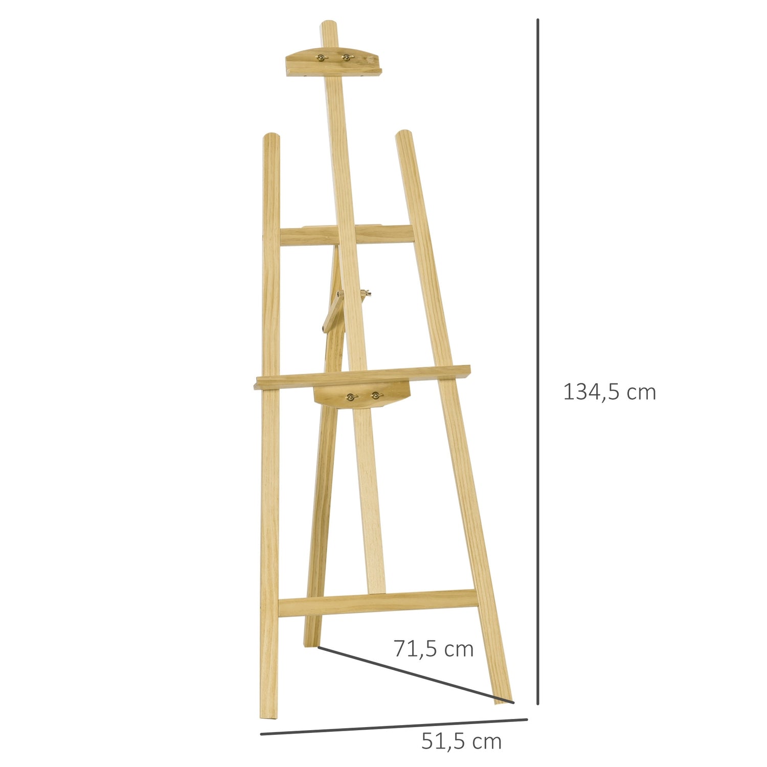 Justerbart staffli i furu – naturlig finish, 51,5x71,5x134,5 cm