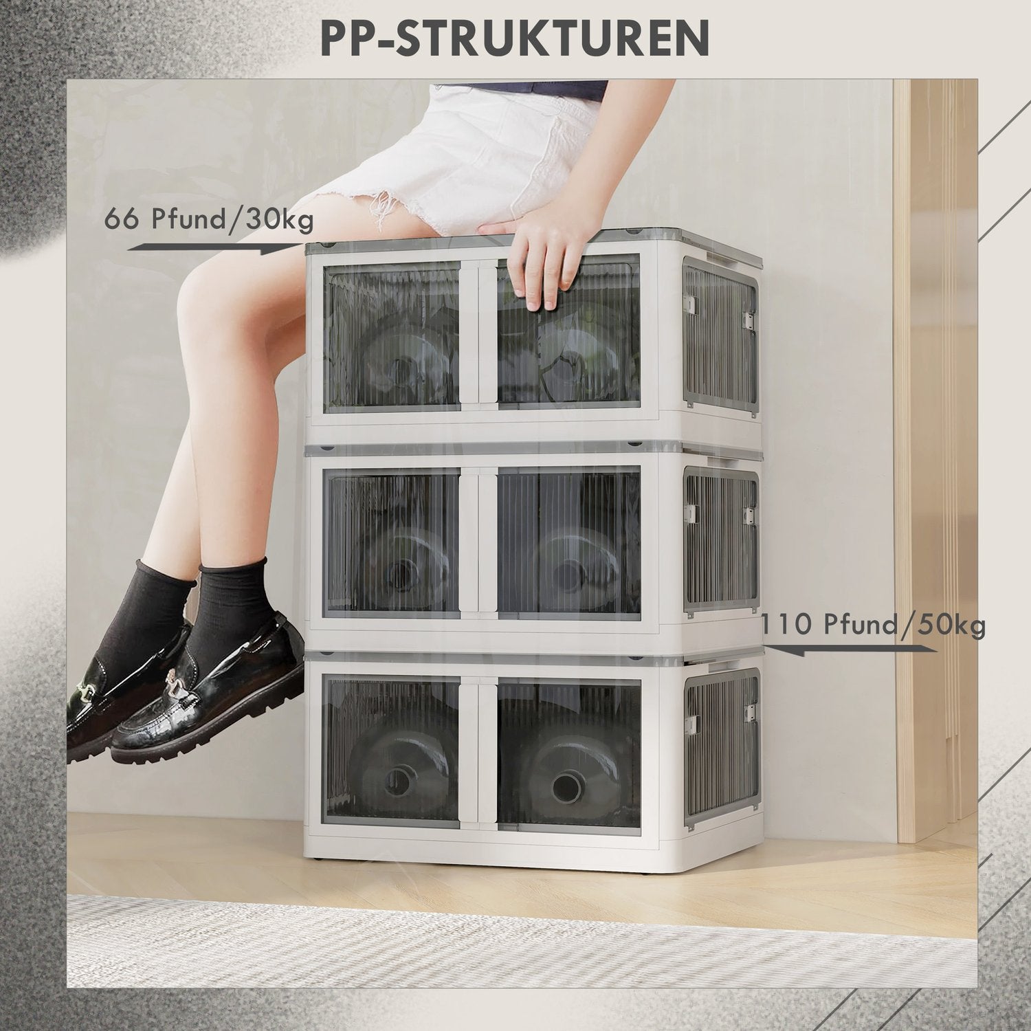 Stapelbar 69L förvaringslåda med hjul – Vit