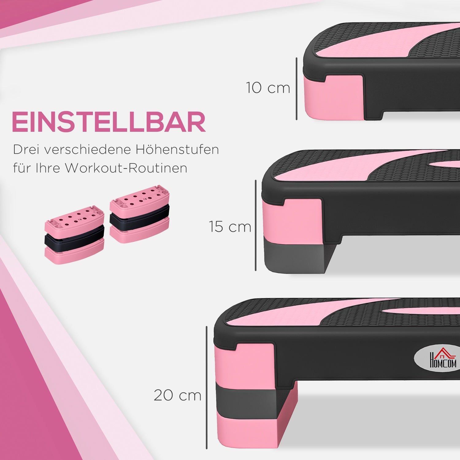 Höjdjusterbar Aerobic Stepper, 3 nivåer, 150 kg Kapacitet