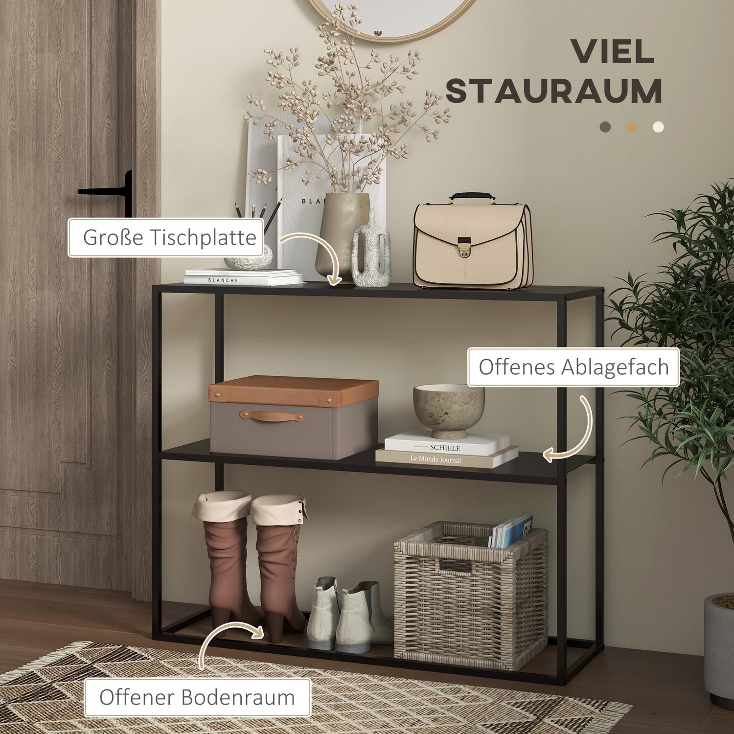 Stålkonsolbord, 2-våningsdesign, 90x30x75 cm