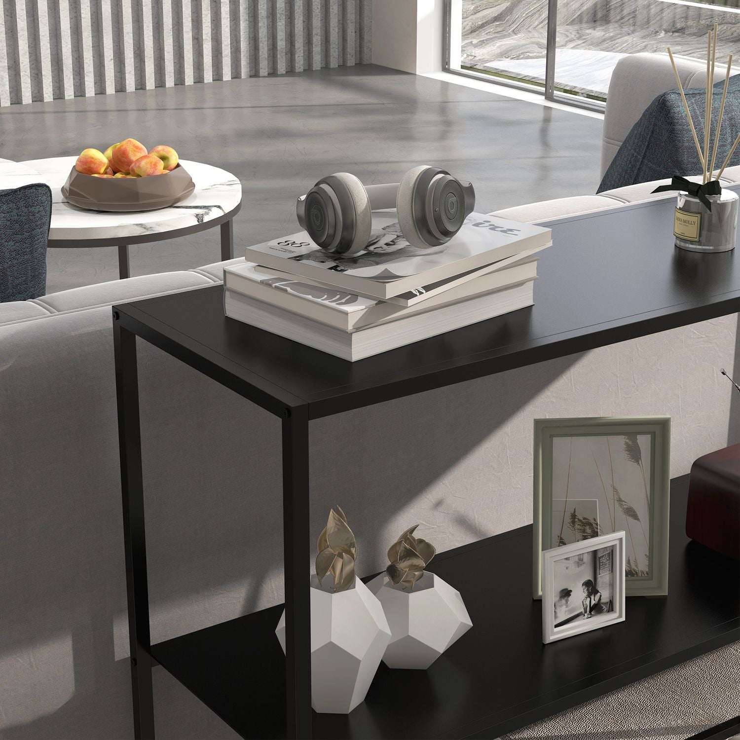 Stålkonsolbord, 2-våningsdesign, 90x30x75 cm