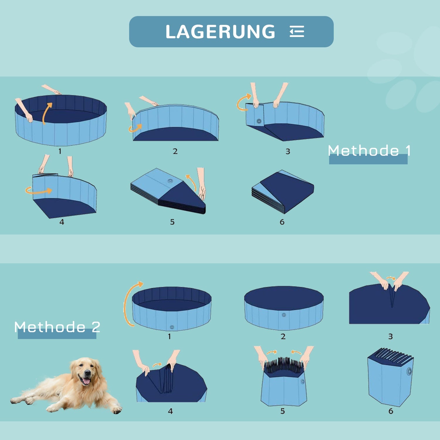 Stor hundpool – PVC & trä, 140x30 cm, blå