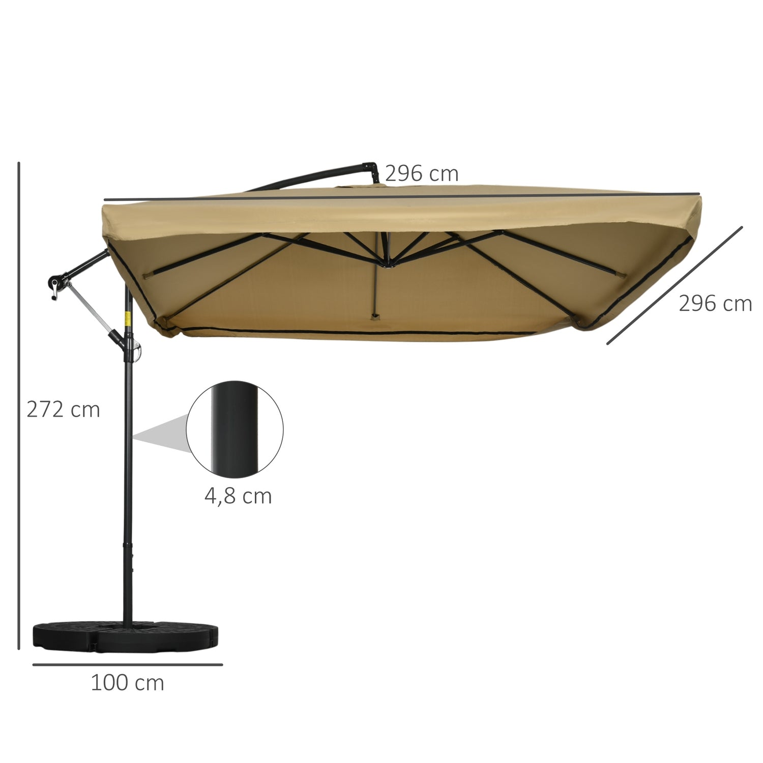 Stort fribärande paraply 296x296cm – Användning av trädgård och terrass