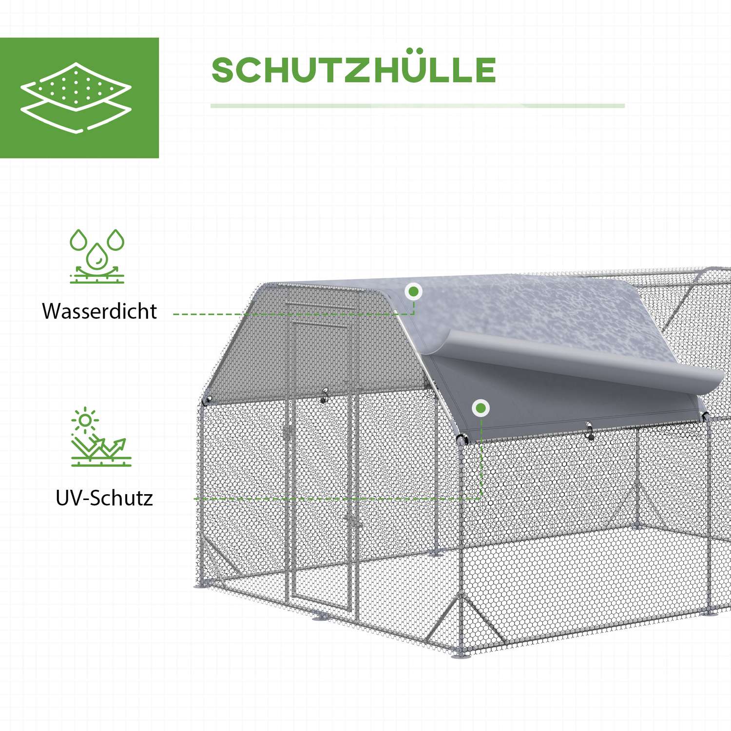 Stort frigående hönshus för 10-12 med soltak
