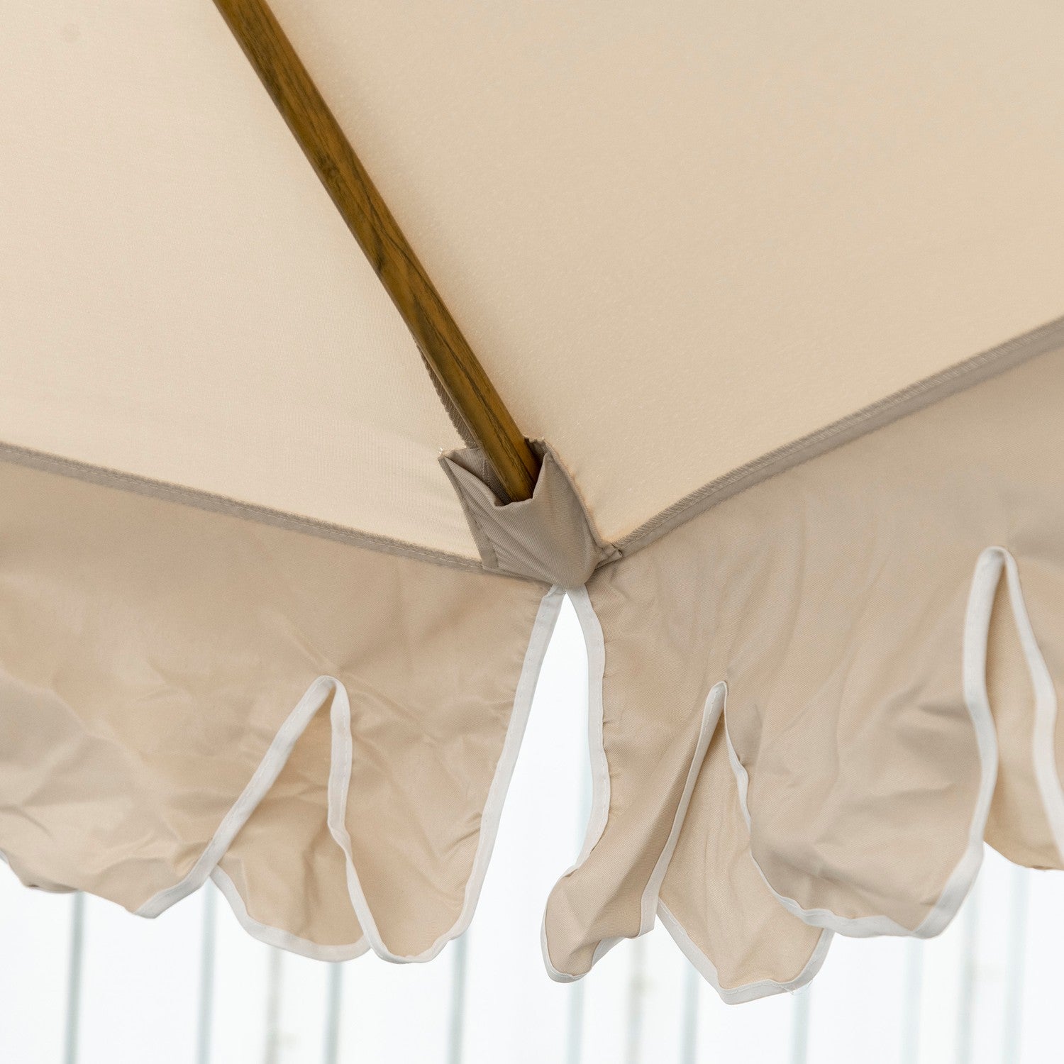 Strandparaply 265 Cm, fransdesign, justerbar lutning, kaki