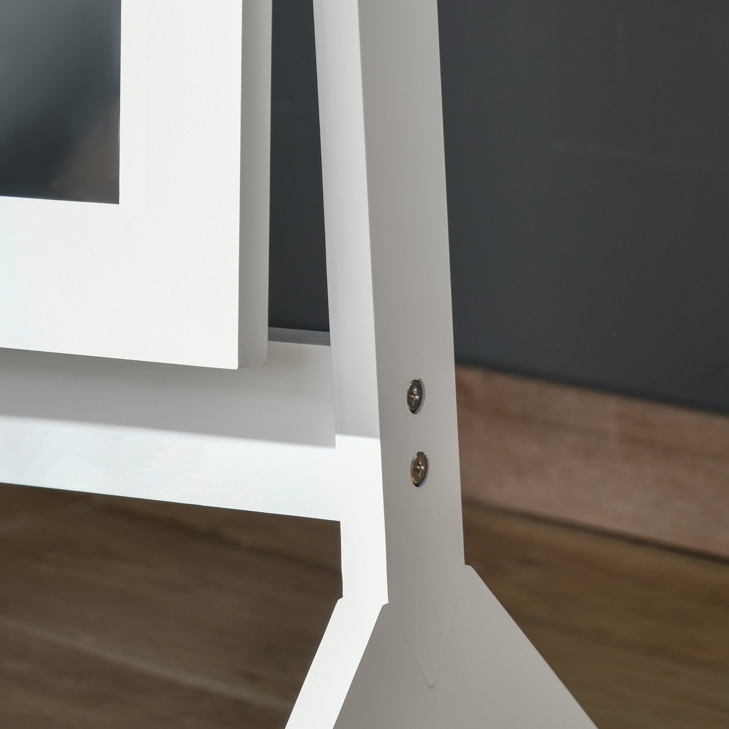 Hög hellängdsspegel med stativ, MDF, vit, 47x46x148cm