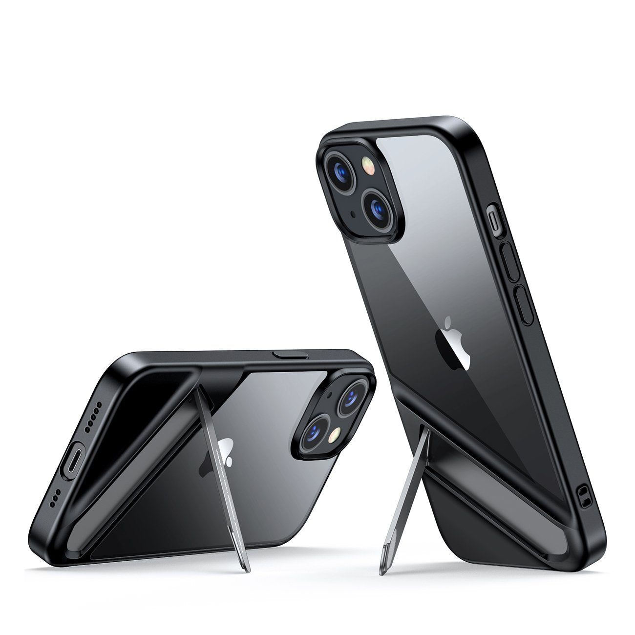 Styvt fodral med gelram och inbyggt ställ för iPhone 14 Plus svart
