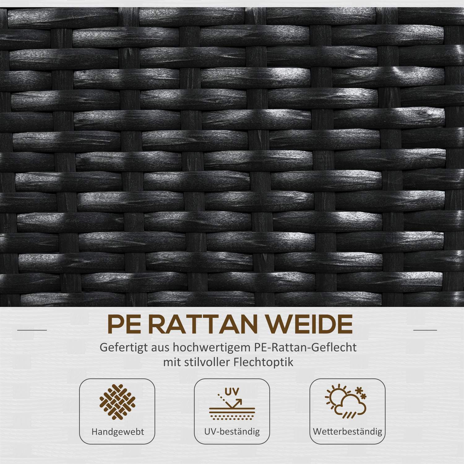 Svart Polyrattan Upphöjd trädgårdssäng med spaljé 103x103x29 cm