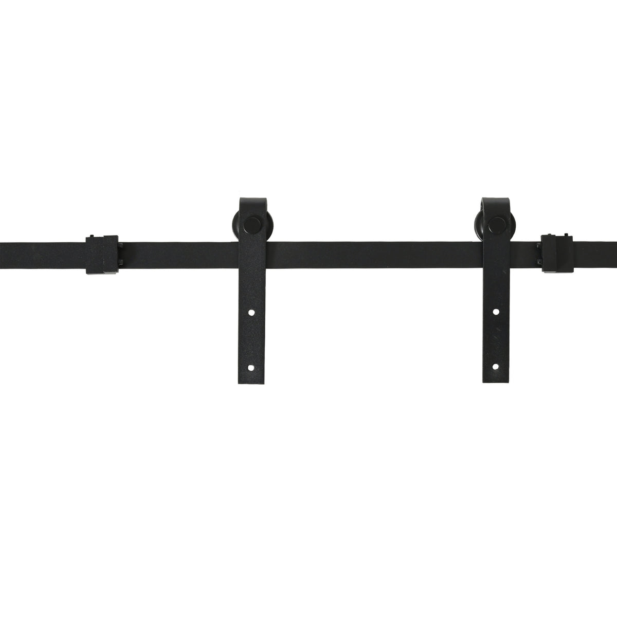 Svart kolstål skjutdörrssats för dubbeldörrar, 200 cm