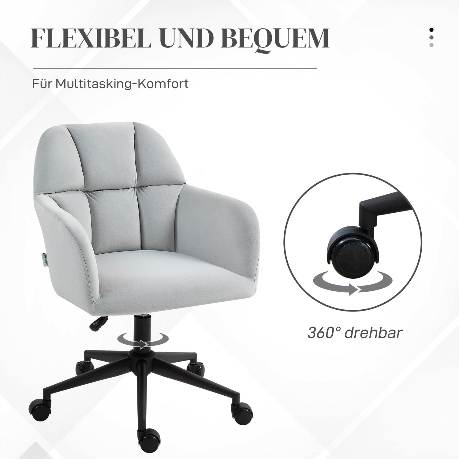 Höjdjusterbar sammetsbordsstol – ljusgrå, 120 kg kapacitet
