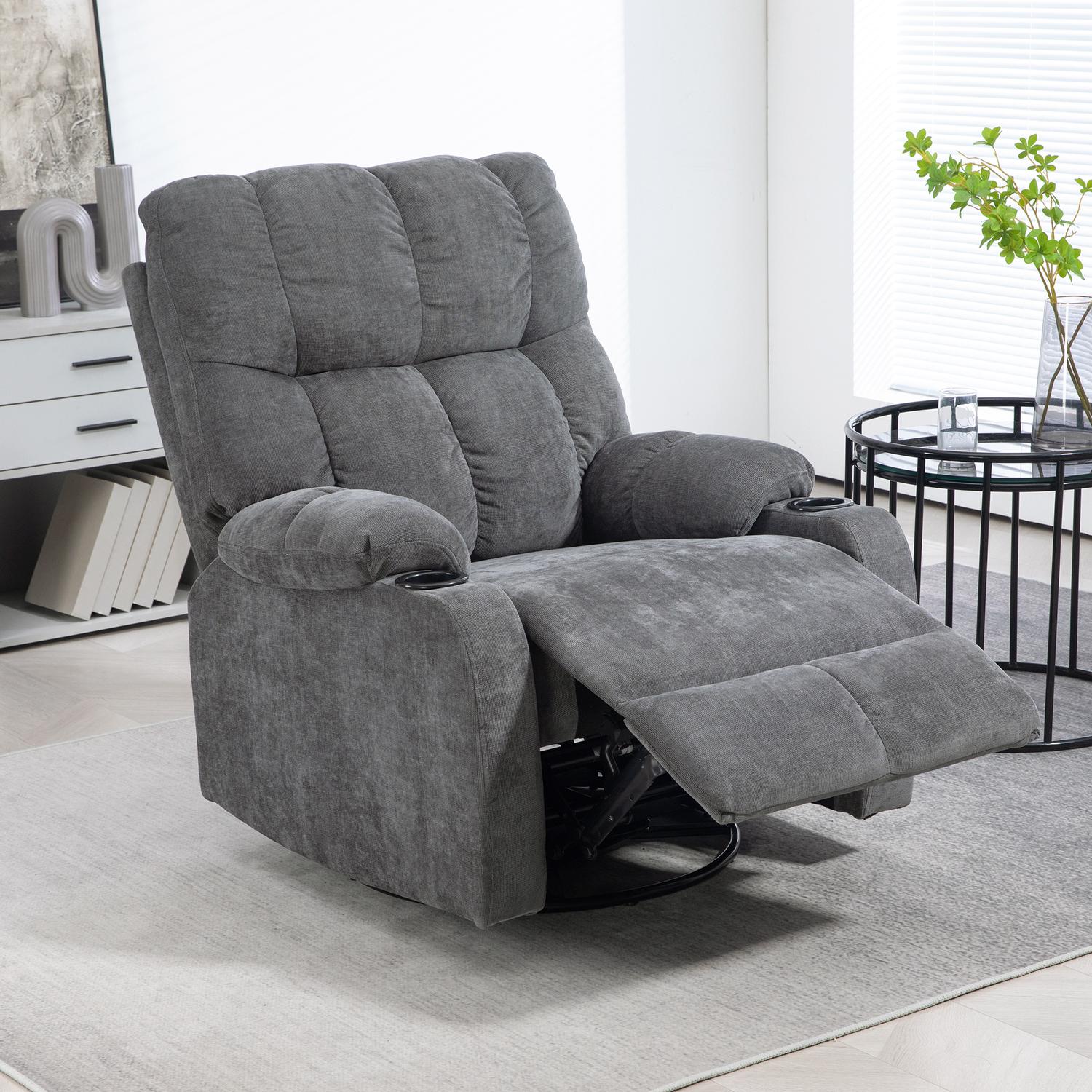 Liggande TV-fåtölj, 360° vridbar, mörkgrå, 88x96x108cm
