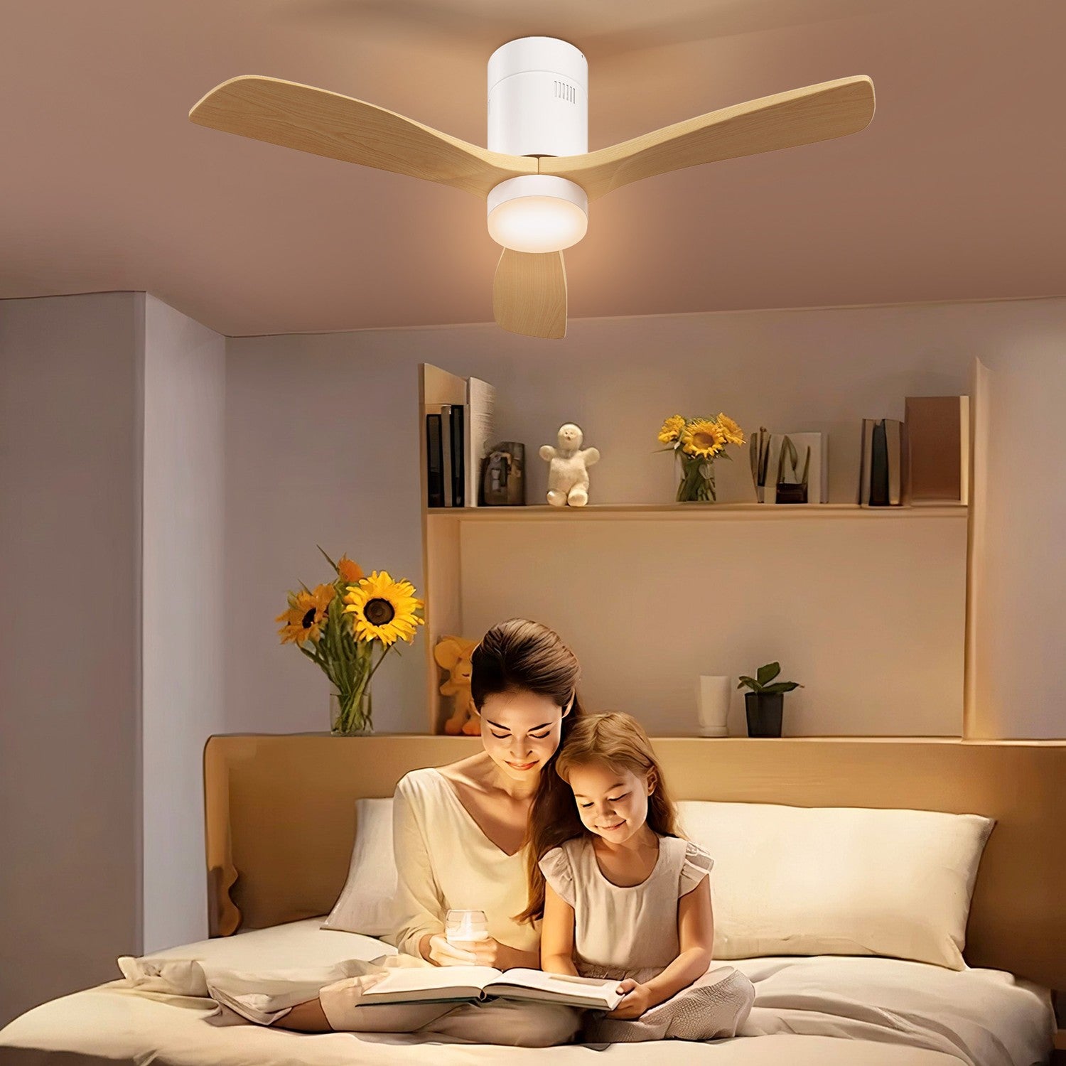 Plafondventilator met LED-licht en afstandsbediening, 117 cm, Omkeerbaar
