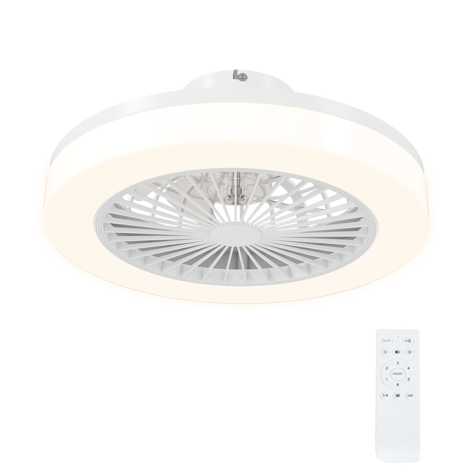 Takfläkt med LED-ljus, fjärrkontroll, dimbar, 6 hastigheter