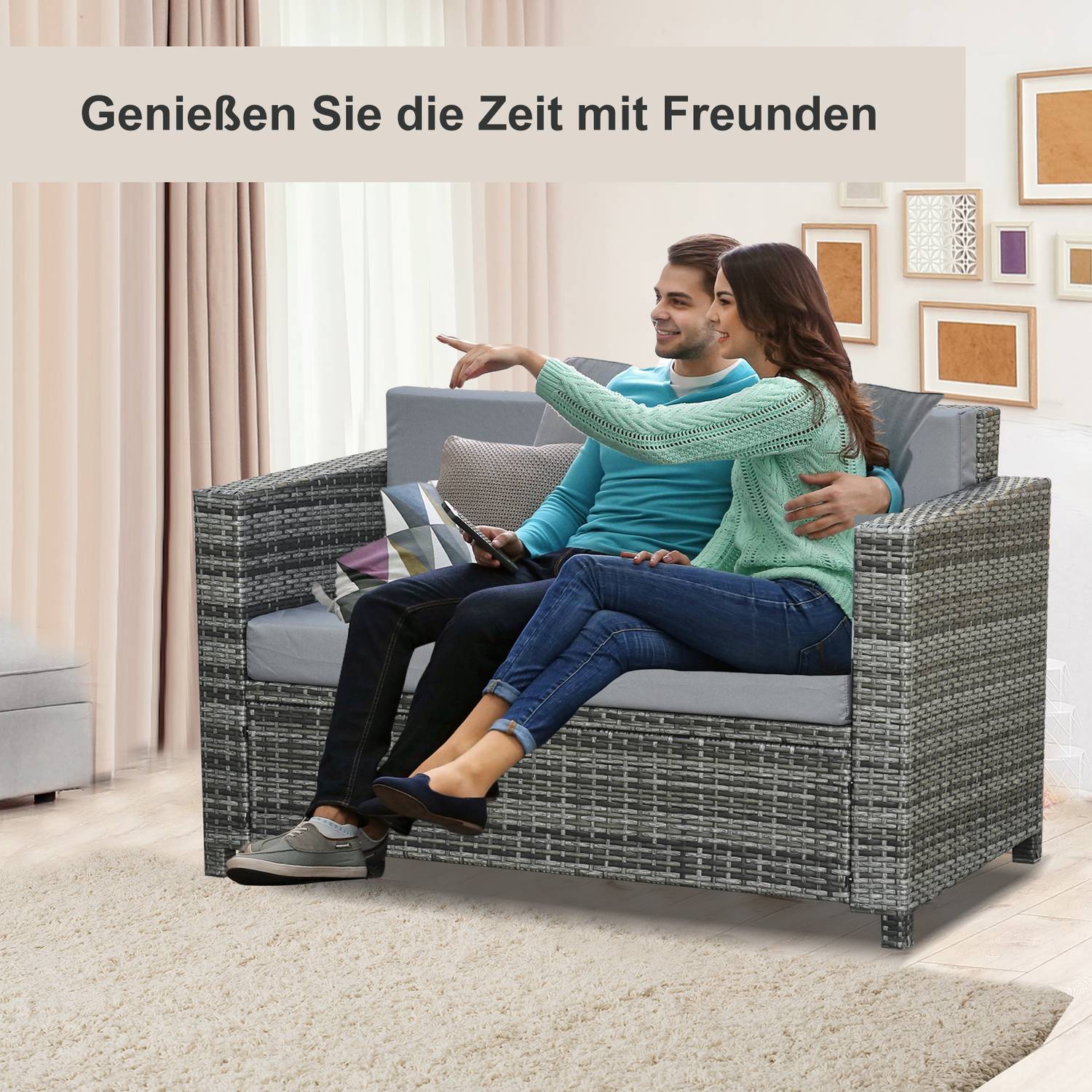 Terrass & Balkongkudde - Metall & Polyester, 130x70x80 cm