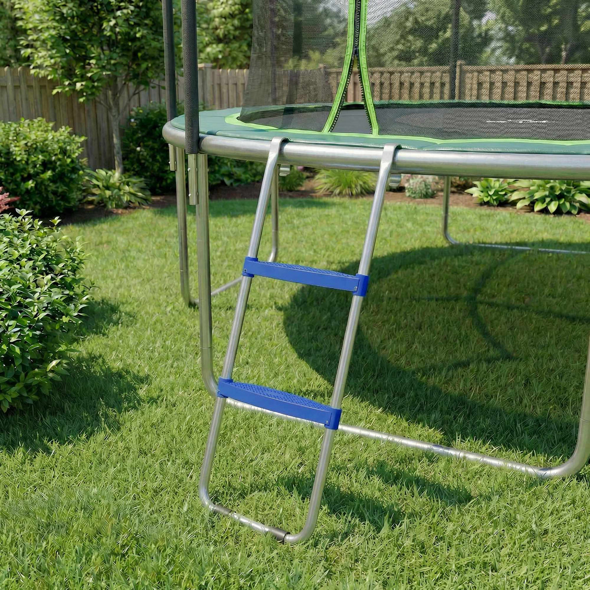Trampolinstege 2 steg, 150 kg kapacitet, blå