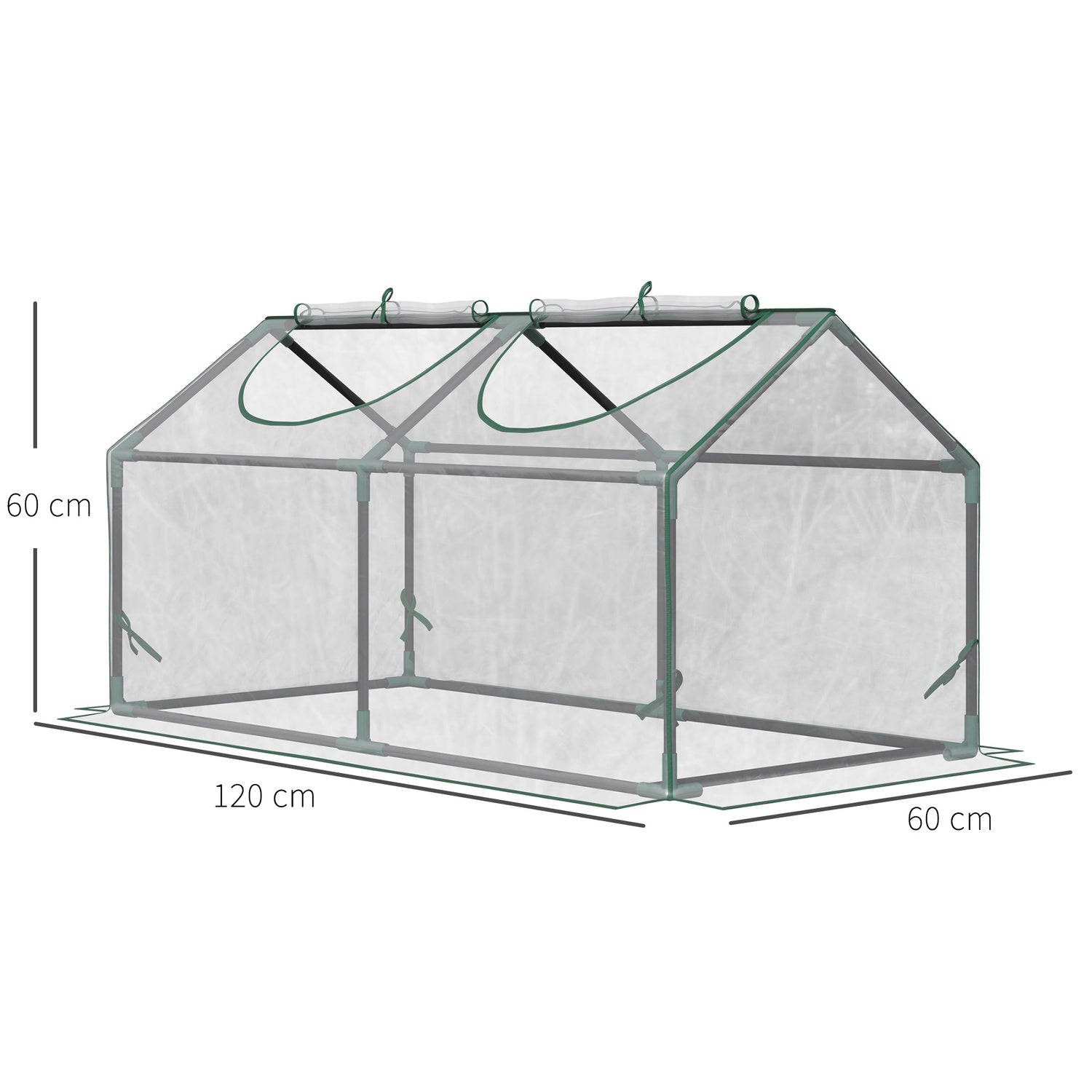 Transparent PVC-växthus med fönster – 120x60x60 cm