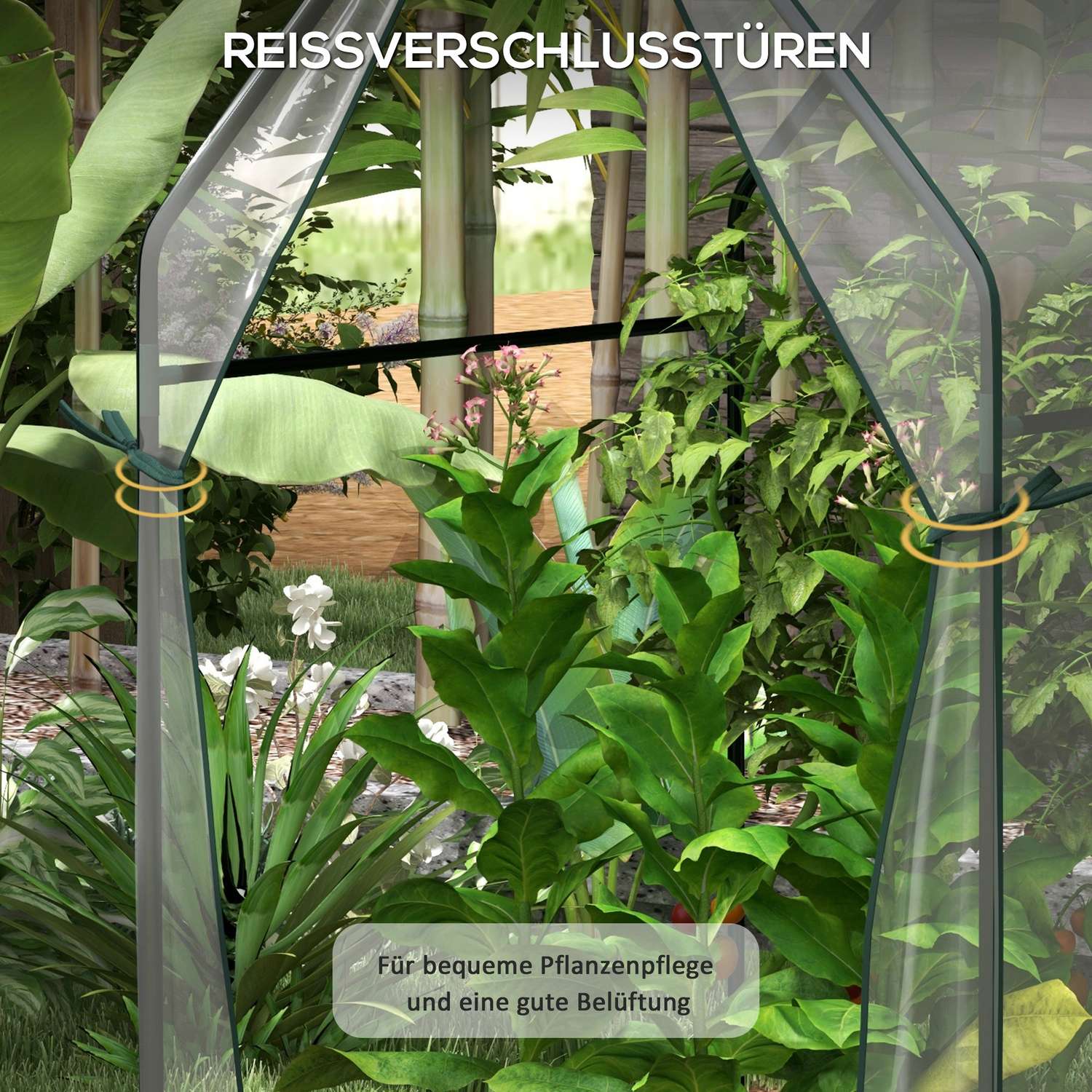 Transparent vindtätt växthus för trädgård, 90x90x145 cm