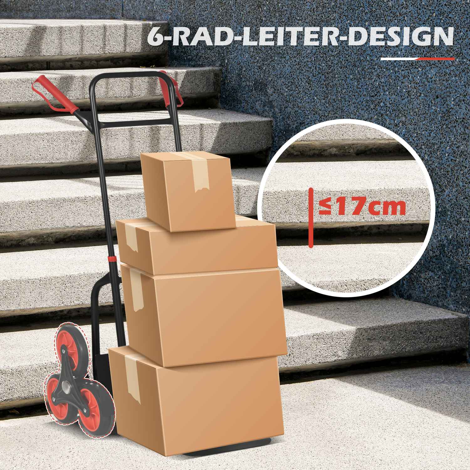 Fällbar trappklättrare handtruck, stål, 150 kg Kapacitet