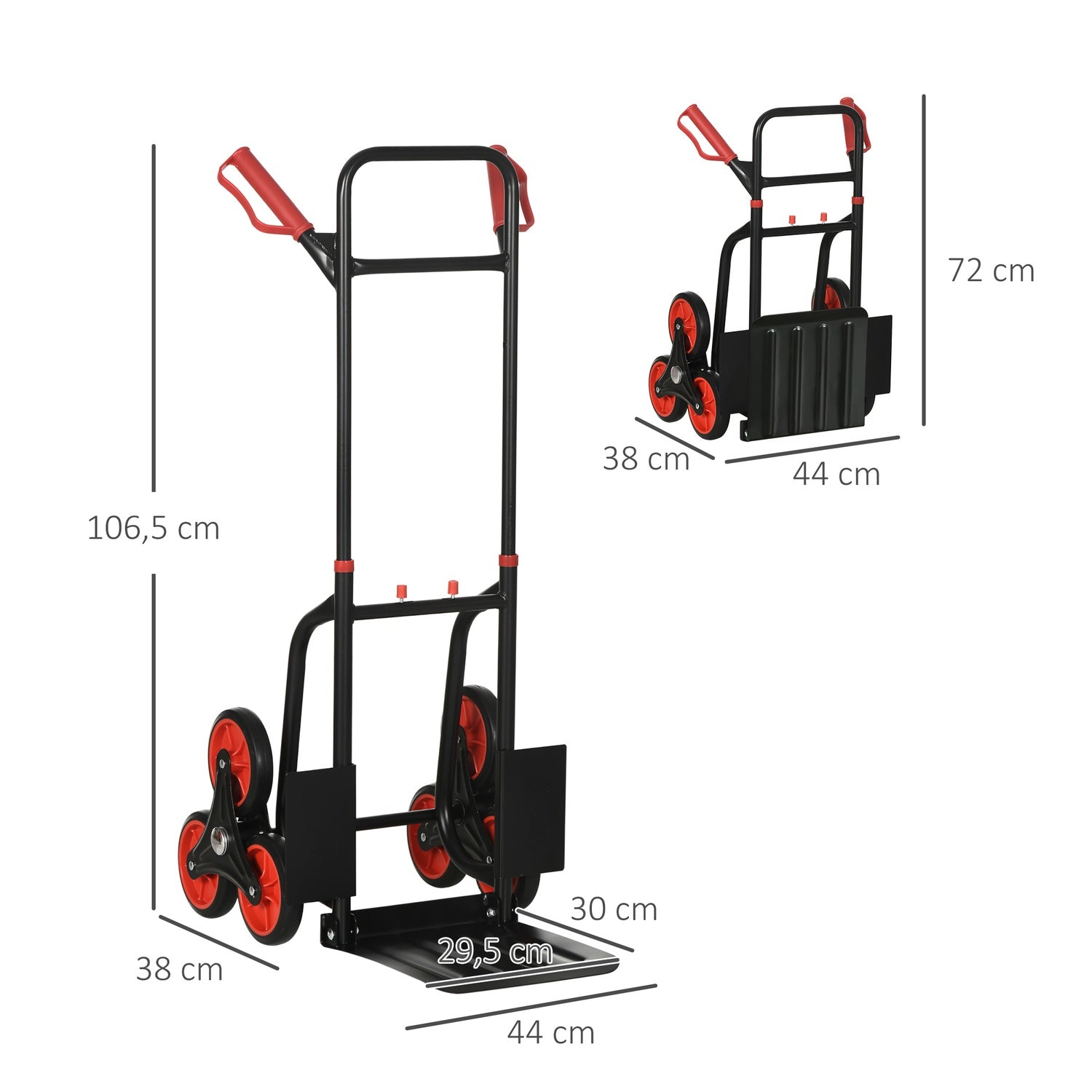 Fällbar trappklättrare handtruck, stål, 150 kg Kapacitet