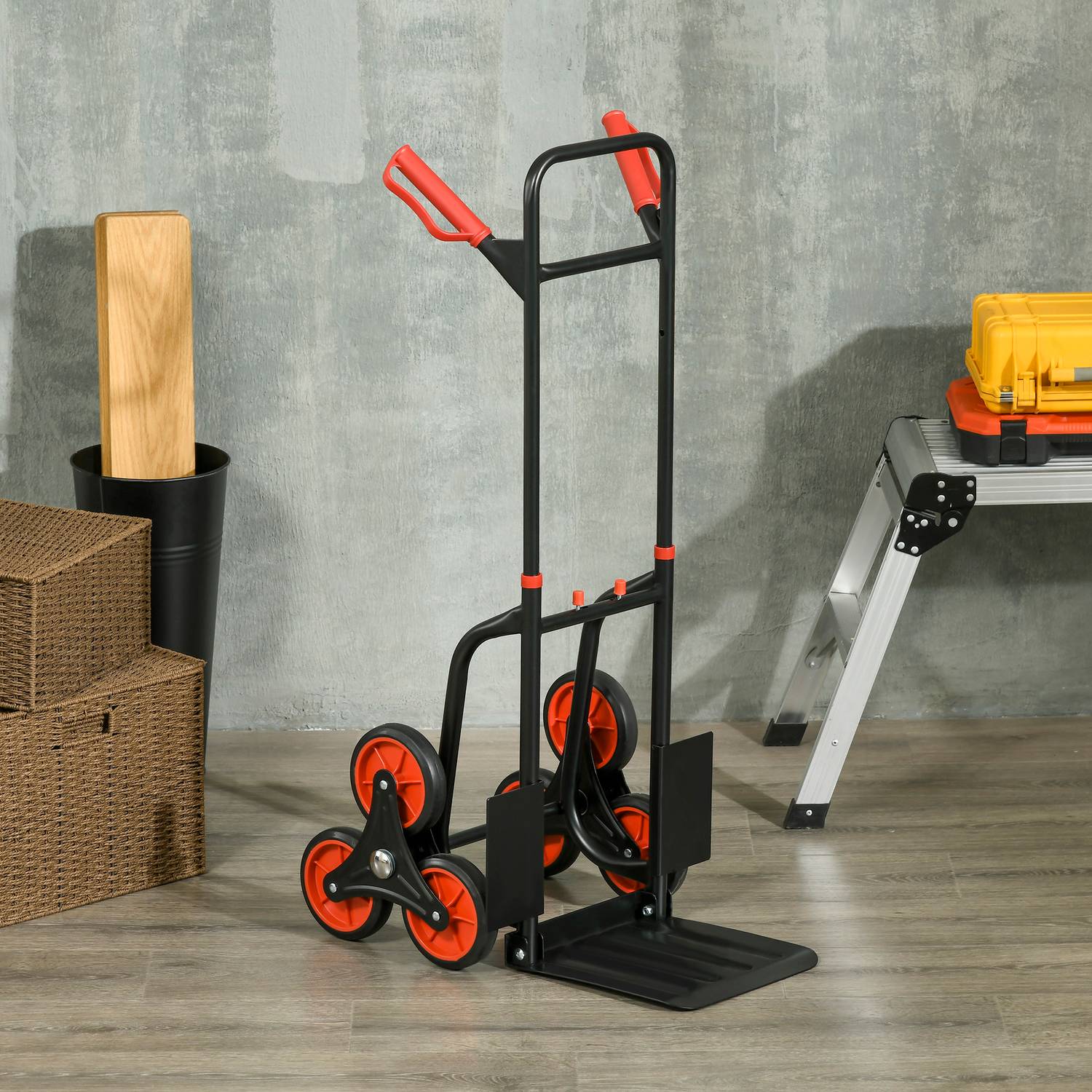 Fällbar trappklättrare handtruck, stål, 150 kg Kapacitet