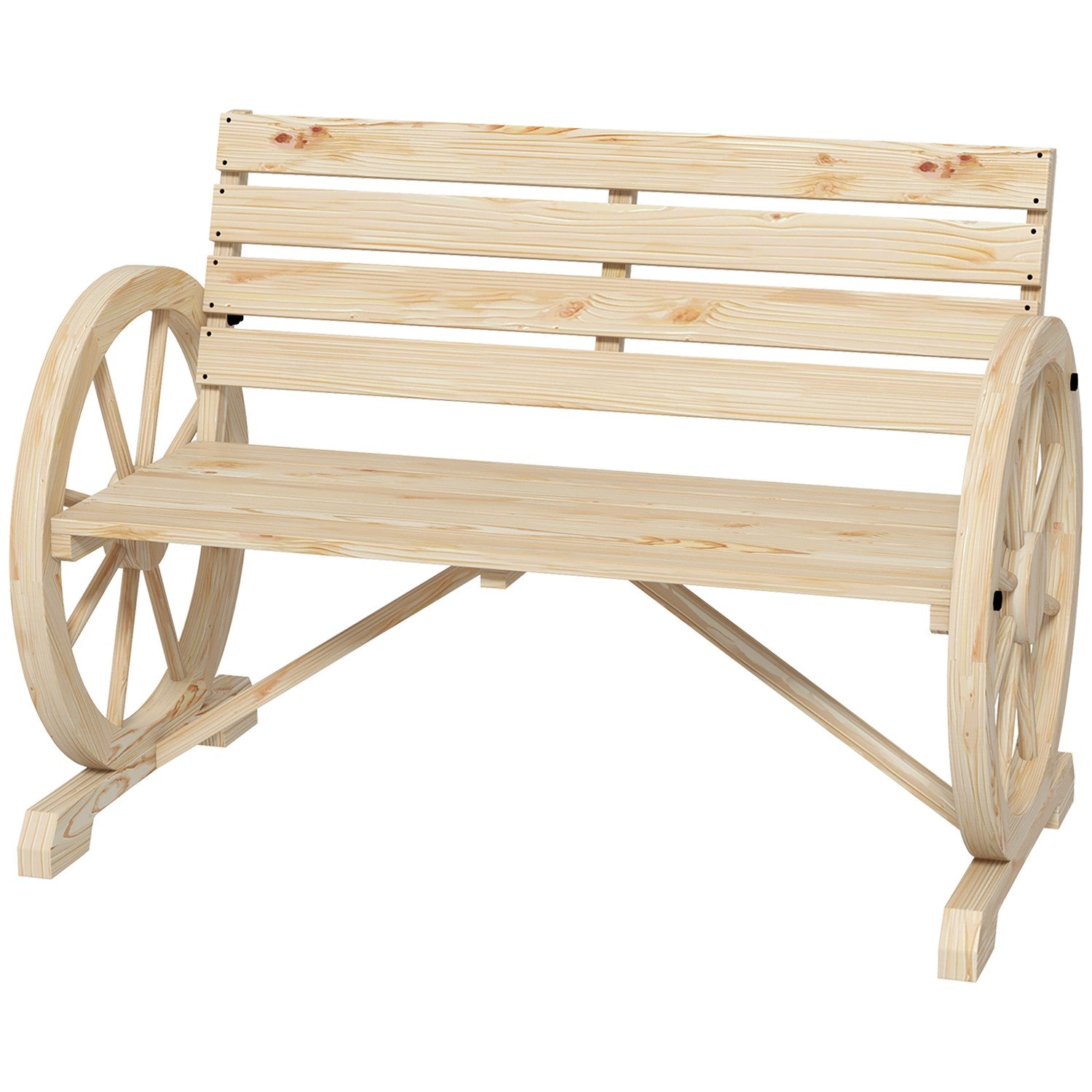 Trädgårdsbänk, 2-sits, vagnhjuldesign