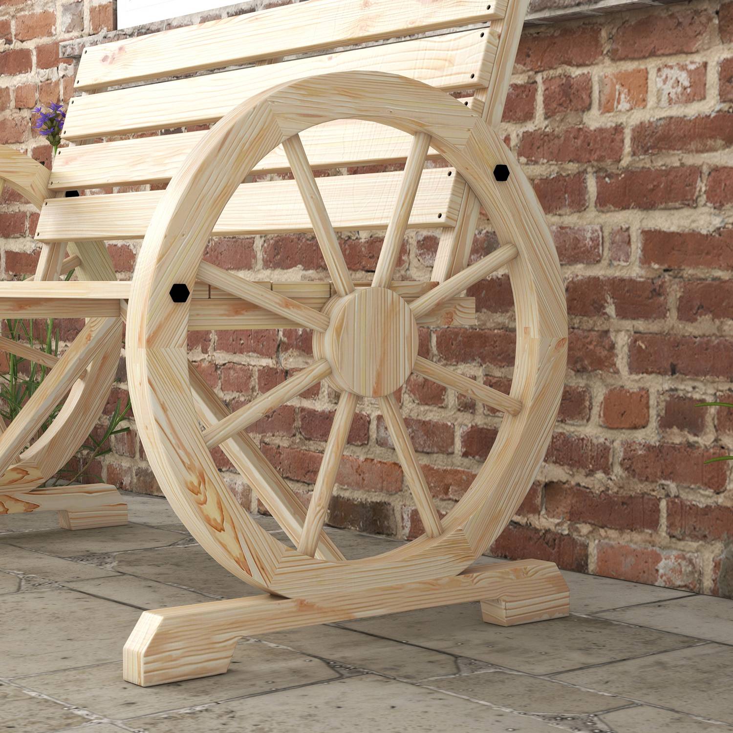 Trädgårdsbänk, 2-sits, vagnhjuldesign