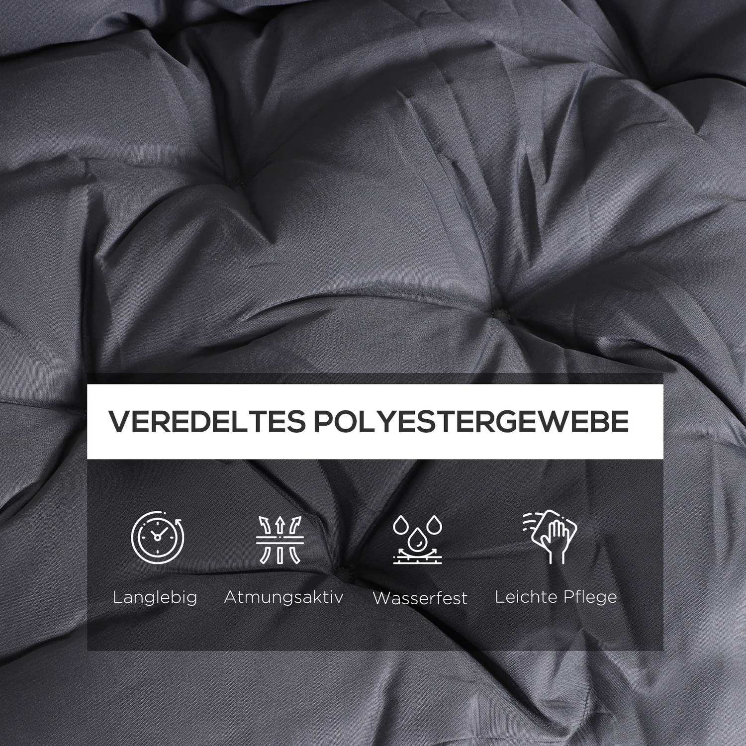 Trädgårdsbänkkuddset, bomull, mörkgrå, 150x98x8 cm